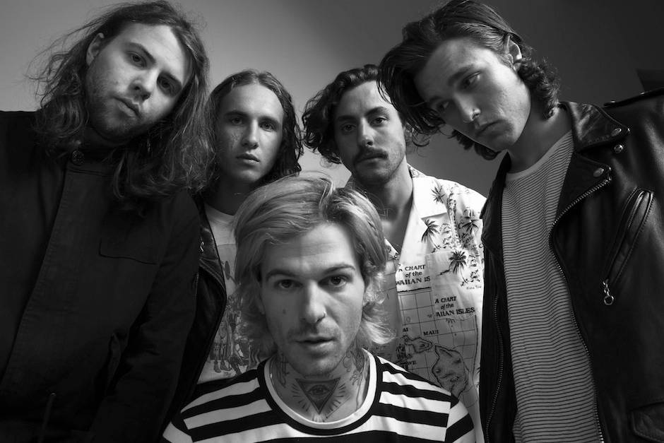 The Neighbourhood, black and white studio portrait, four men, SD Desktop Wallpaper