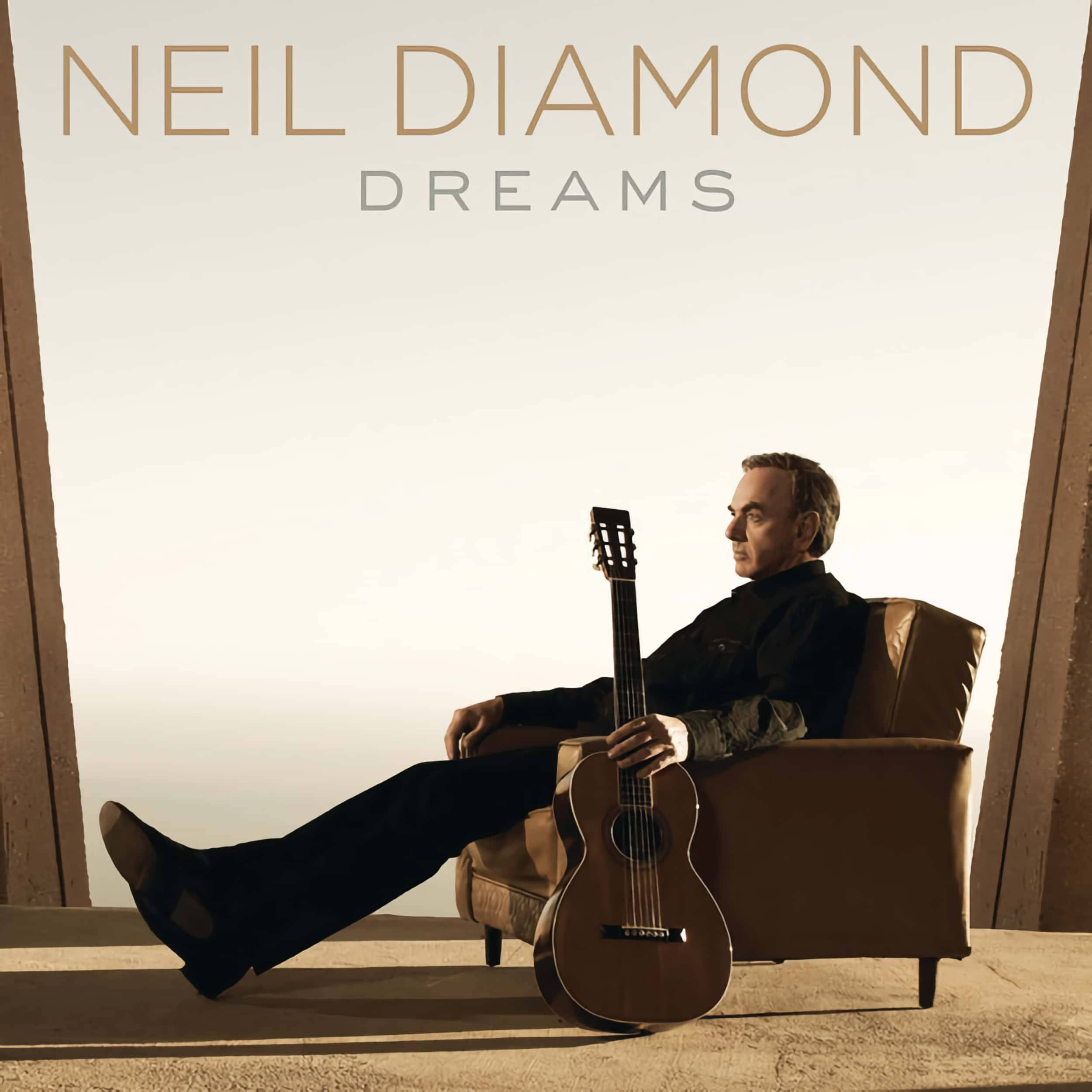 Neil Diamond, leather chair, acoustic guitar, Full HD Desktop Wallpaper
