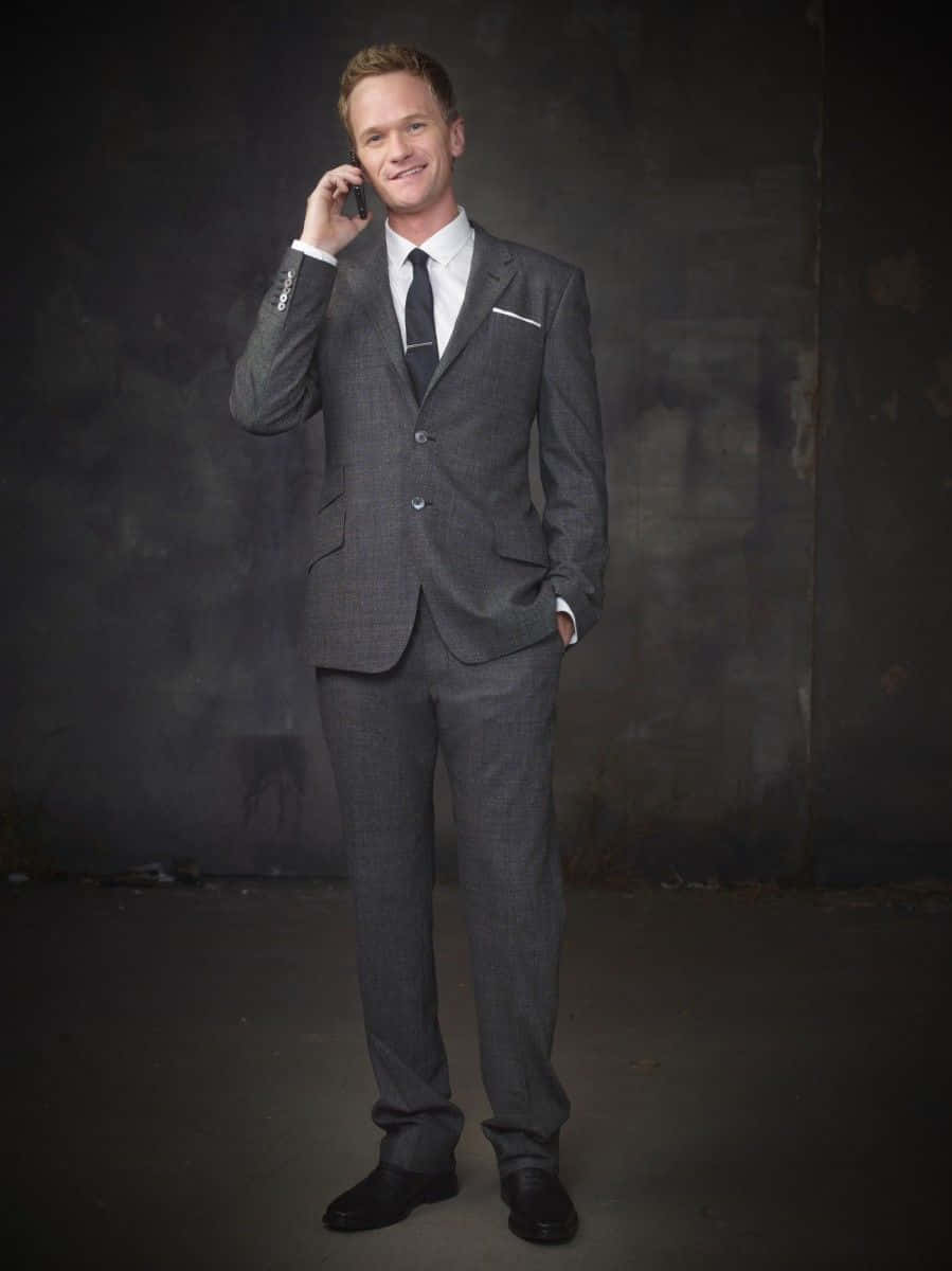 Neil Patrick Harris, gray suit, phone, SD Phone Wallpaper