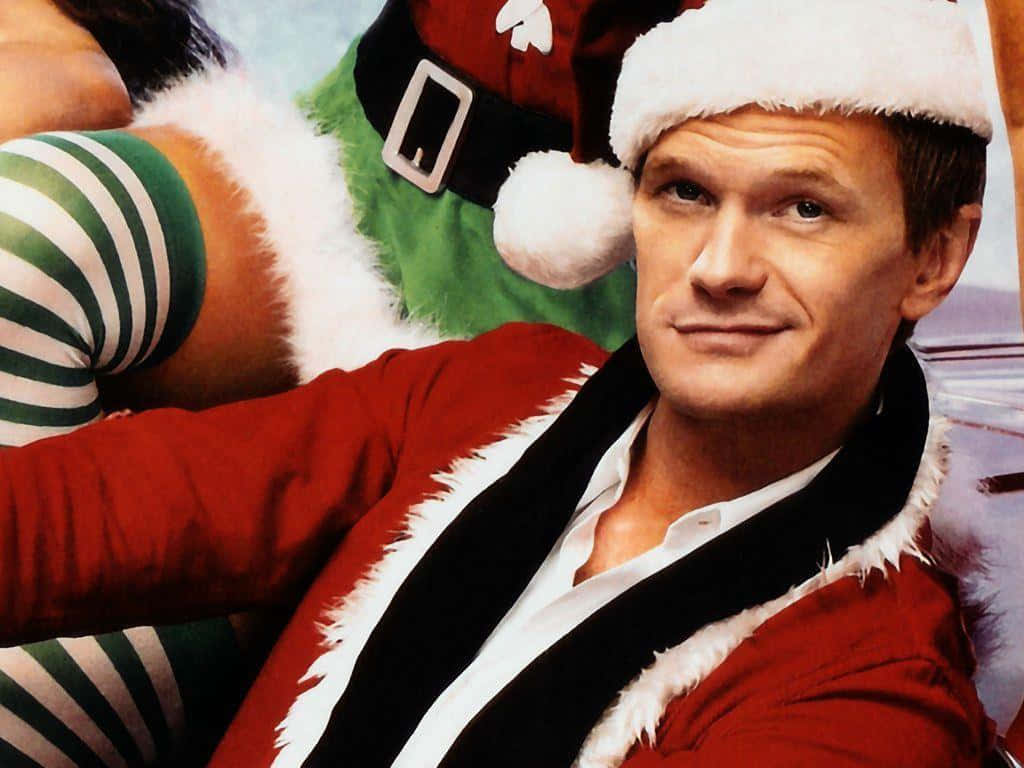 Neil Patrick Harris, red Santa suit, white trim, SD Desktop Wallpaper