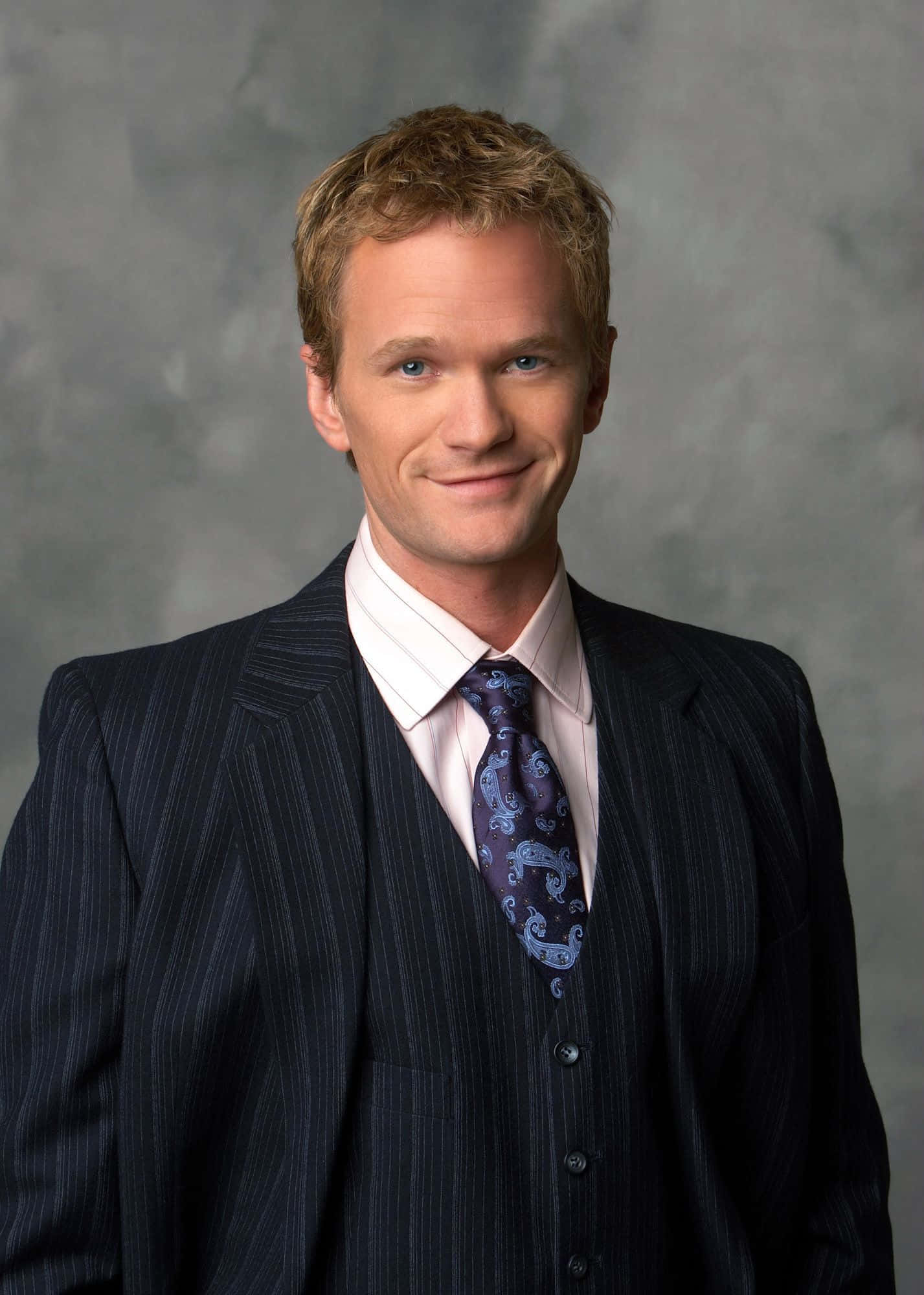Neil Patrick Harris, dark pinstripe suit, patterned tie, Full HD Phone Wallpaper