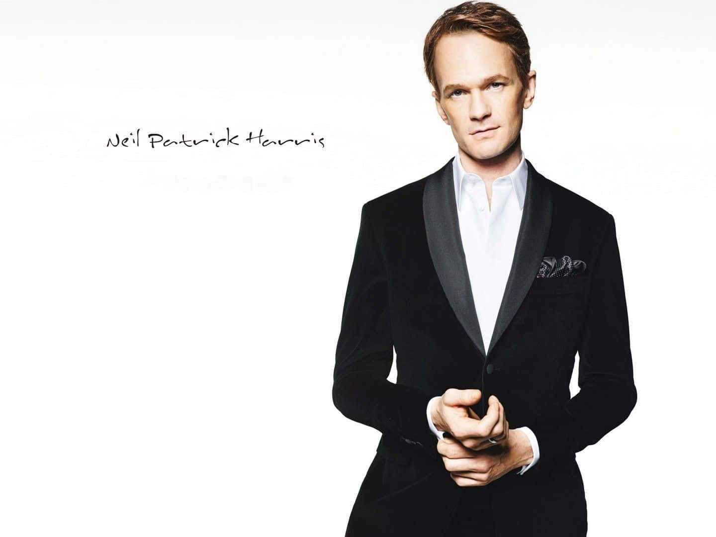Neil Patrick Harris, black velvet tuxedo, stark white background, HD Desktop Wallpaper