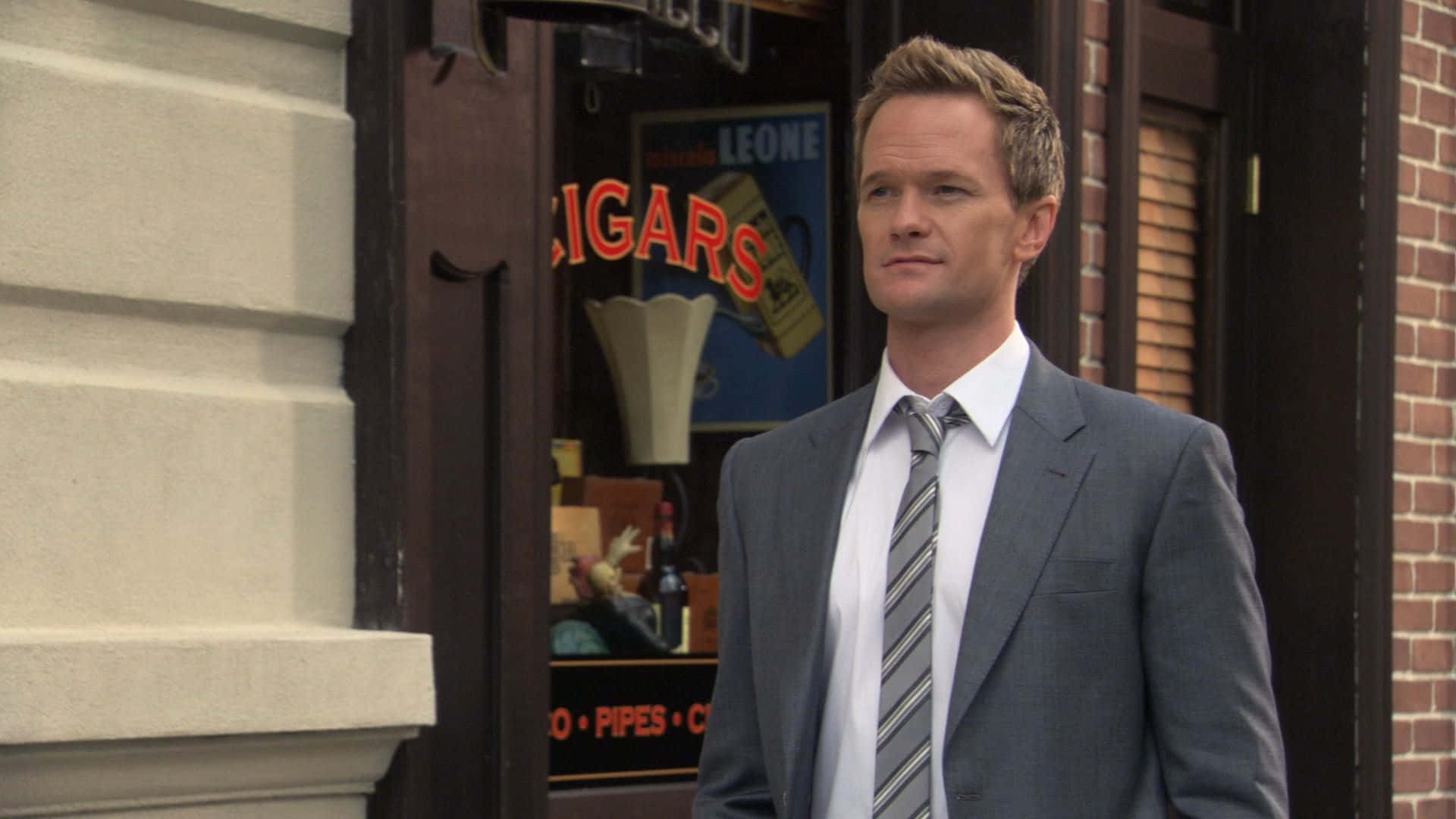 Neil Patrick Harris, gray suit, striped tie, Full HD Desktop Wallpaper