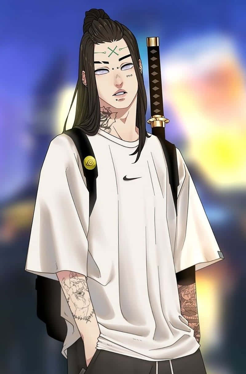 Neji Hyuga, anime warrior, long dark hair, SD Phone Wallpaper
