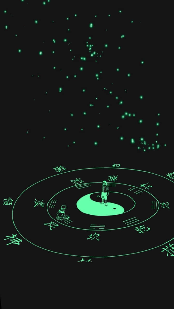 Neji Hyuga, glowing green yin yang symbol, ancient script, HD Phone Wallpaper