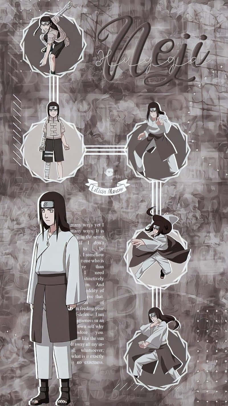 Neji Hyuga, monochrome, anime character sheet, HD Phone Wallpaper