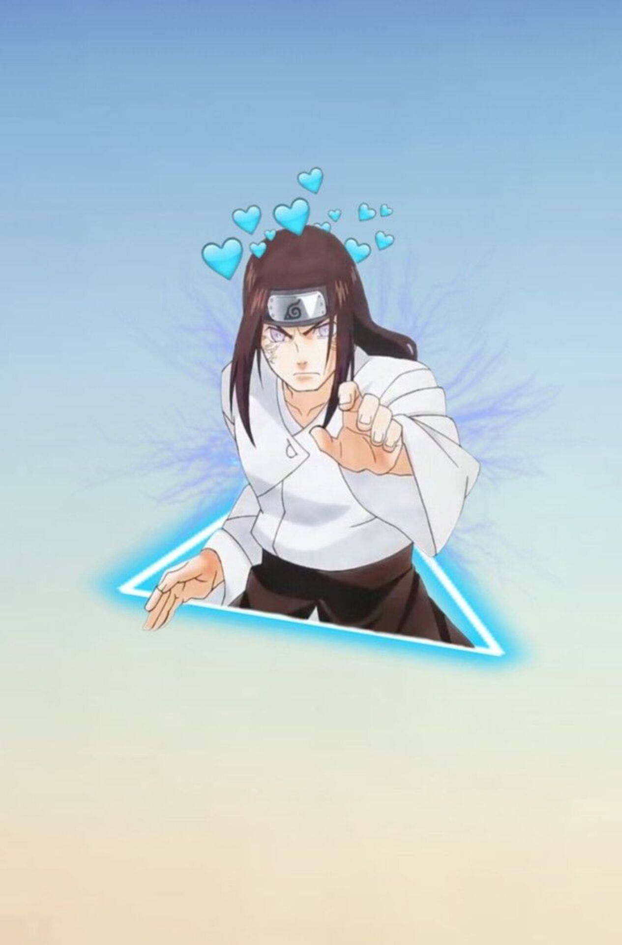 Neji, blue hearts, white robe, Full HD Phone Wallpaper