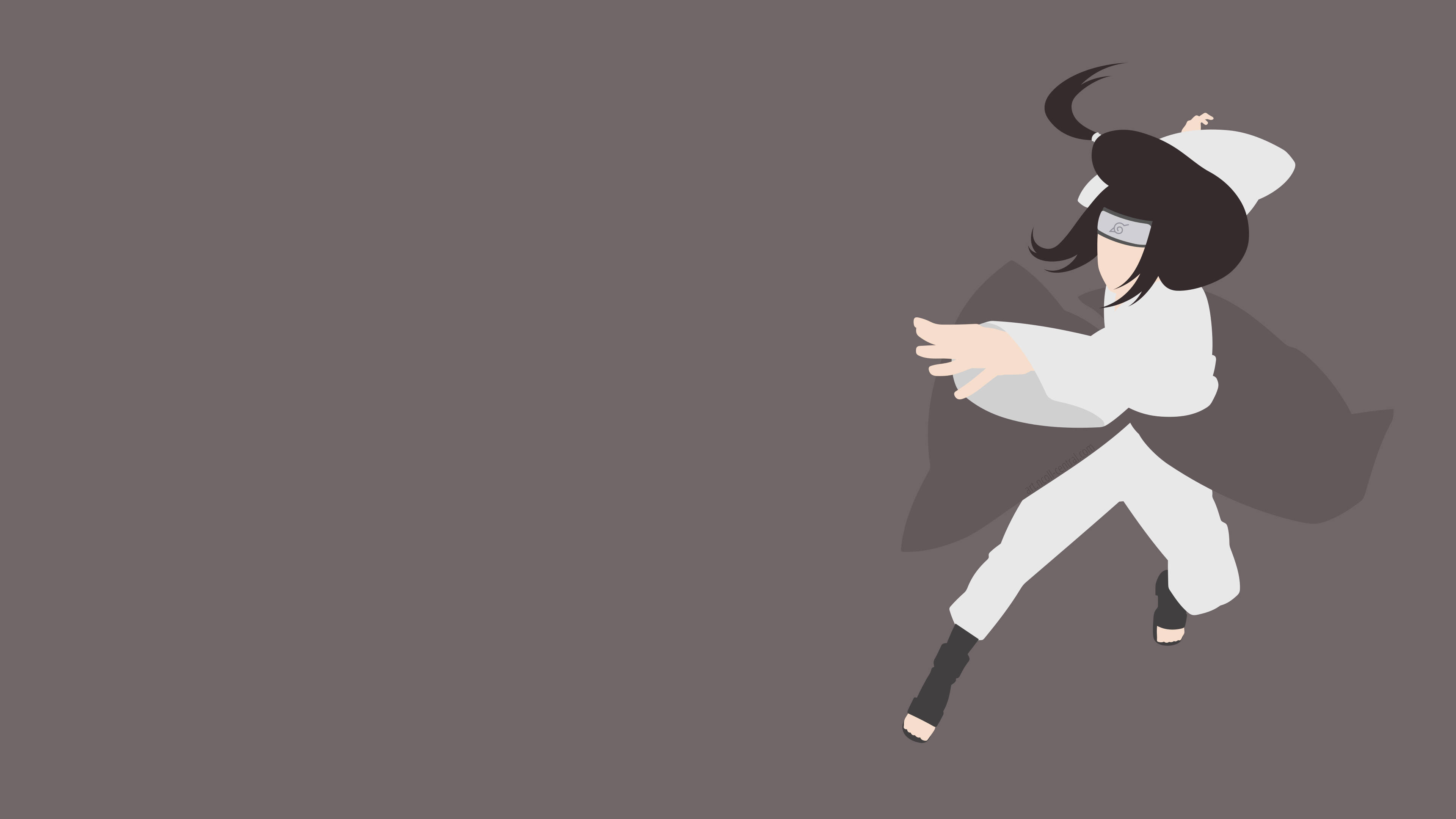 Neji, minimalist anime-style ninja, white gear, 4K Desktop Wallpaper
