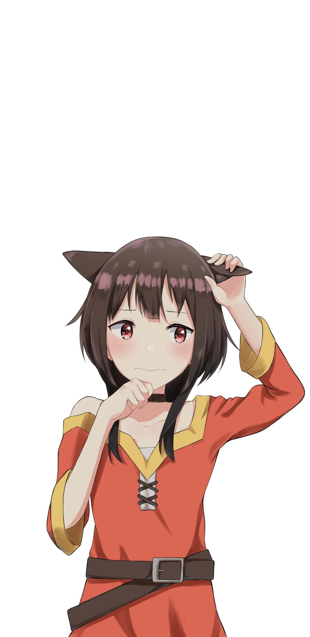 Neko Girl, cat ears, brown hair, Full HD Phone Wallpaper