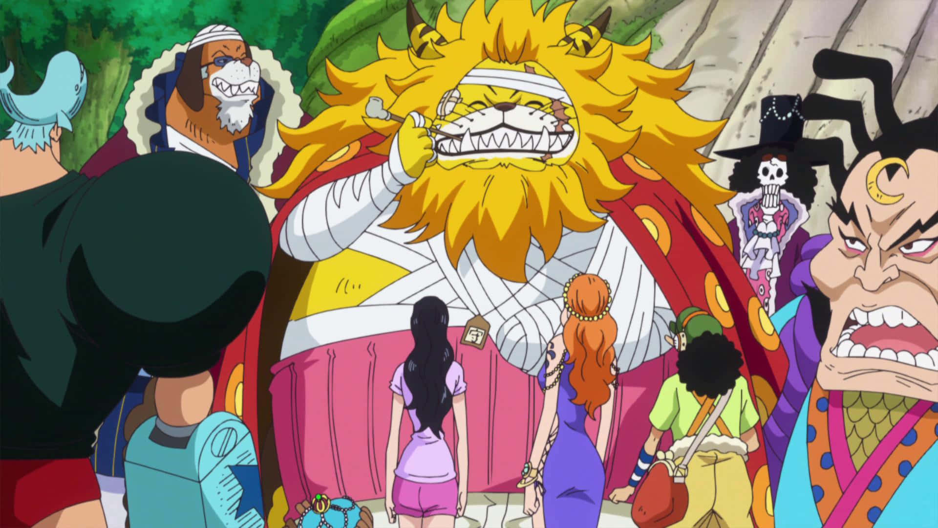 Nekomamushi, lion-headed anime character, red cape, Full HD Desktop Wallpaper