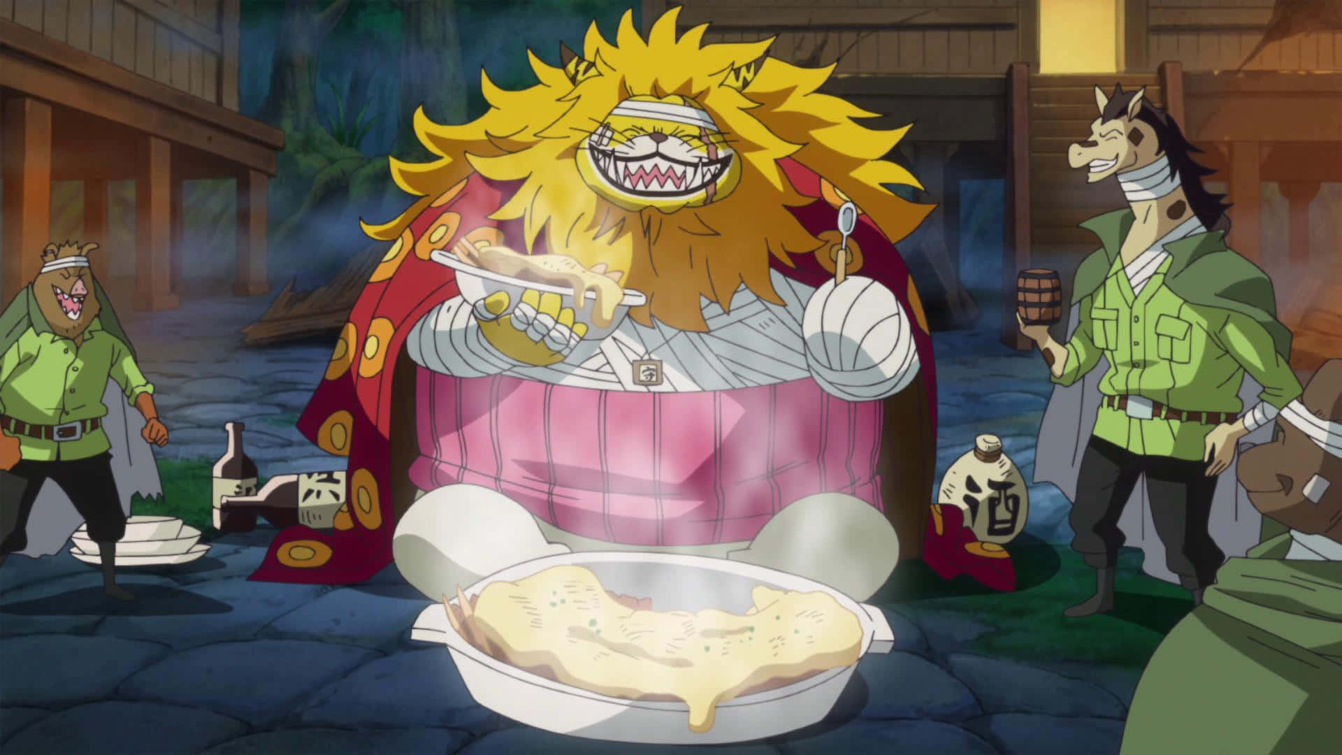 Nekomamushi, lion-like anime character, bandaged face, Full HD Desktop Wallpaper