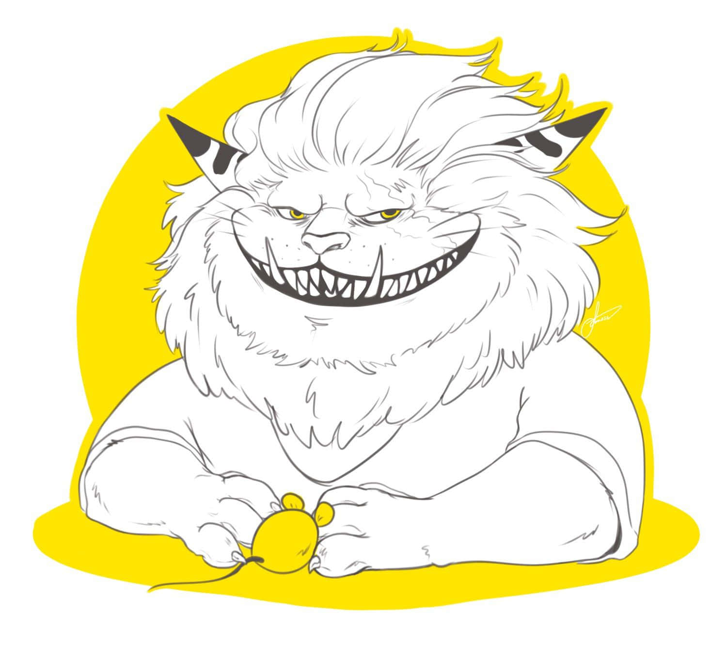Nekomamushi, white beast, sharp teeth, HD Desktop Wallpaper