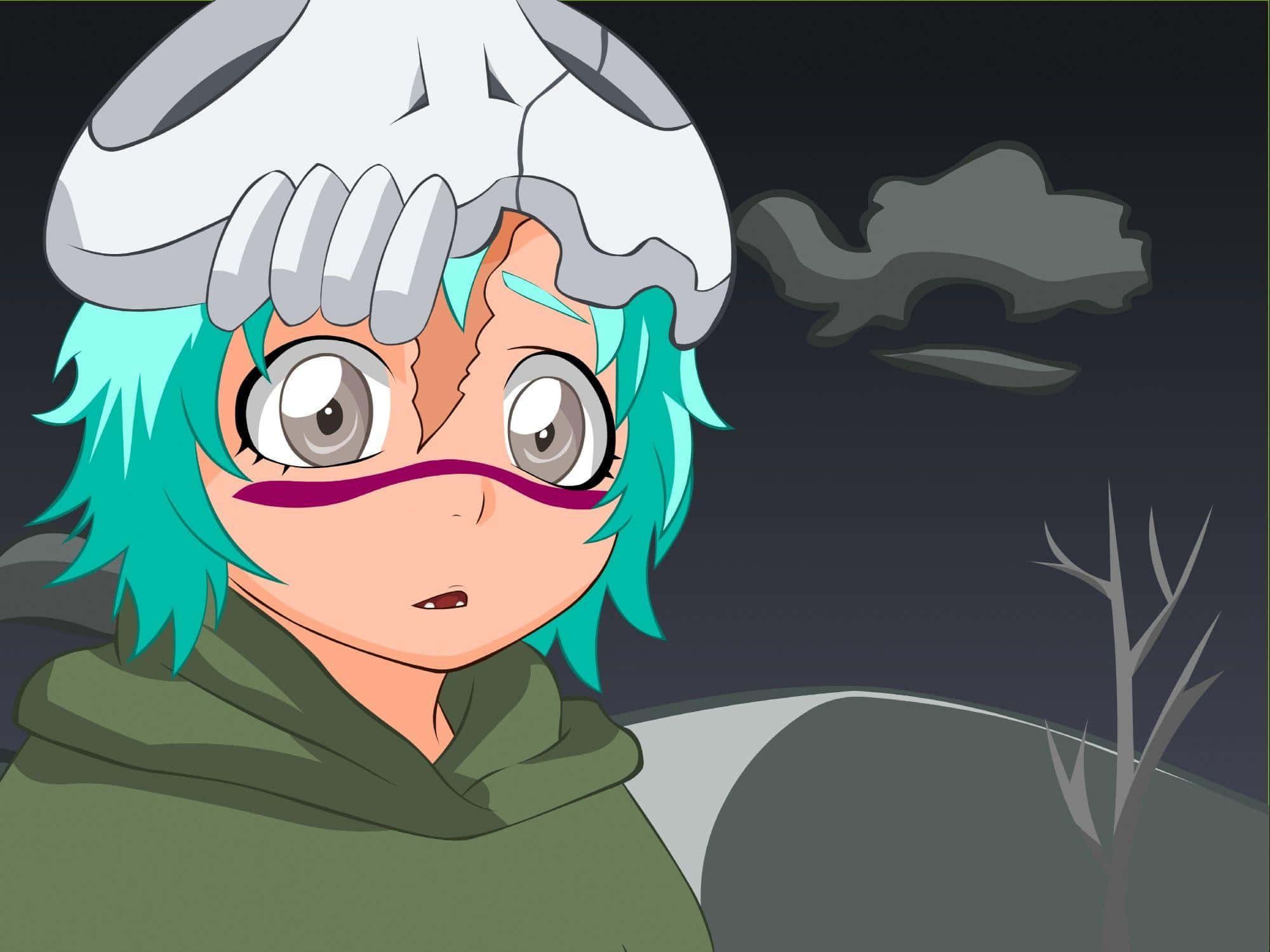 Nelliel Tu Odelschwanck, teal-haired, skull helmet, Full HD Desktop Wallpaper