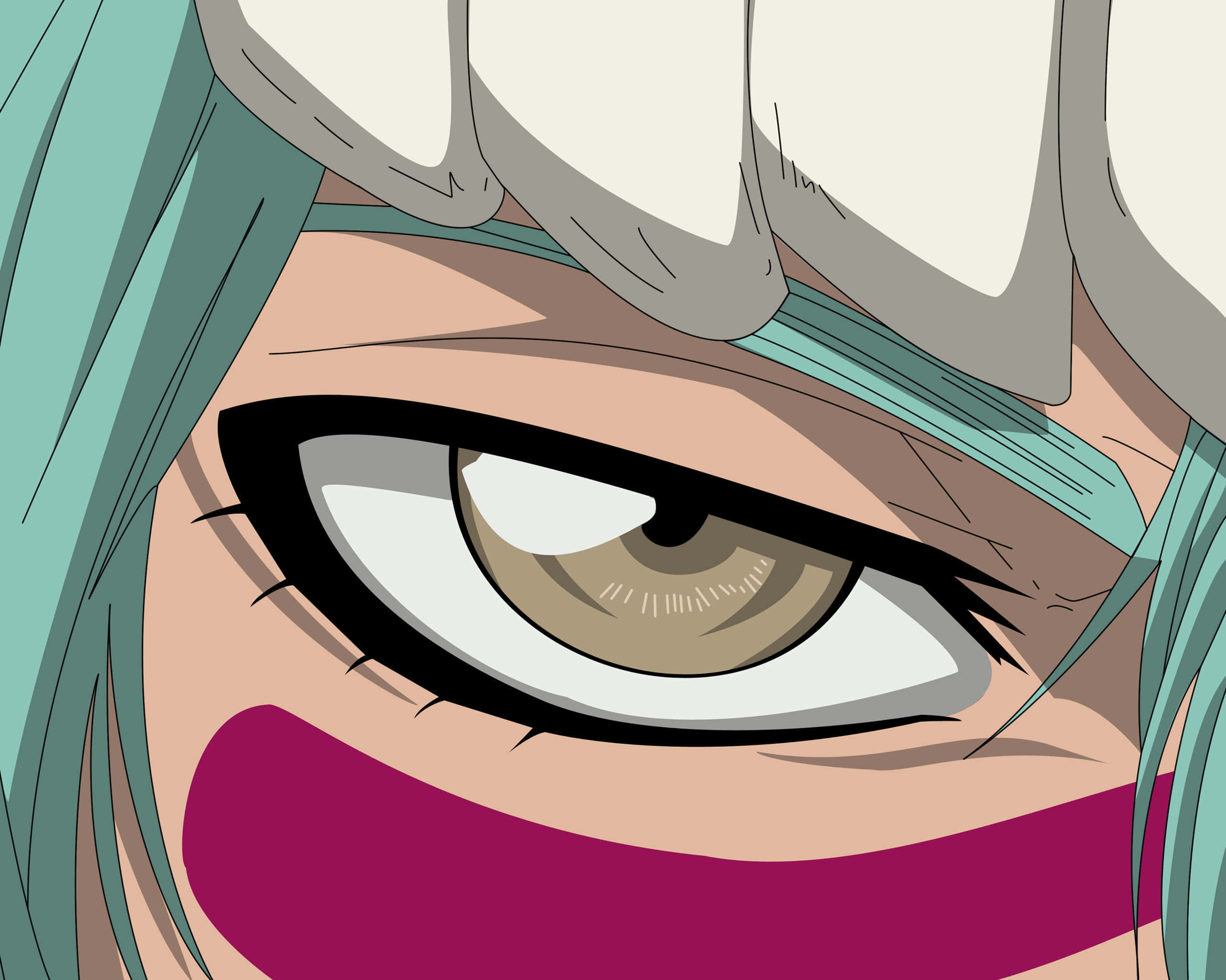 Nelliel Tu Odelschwanck, teal hair, magenta mask, 2K Desktop Wallpaper