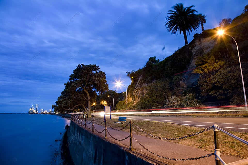 Nelson, waterfront, twilight, SD Desktop Wallpaper