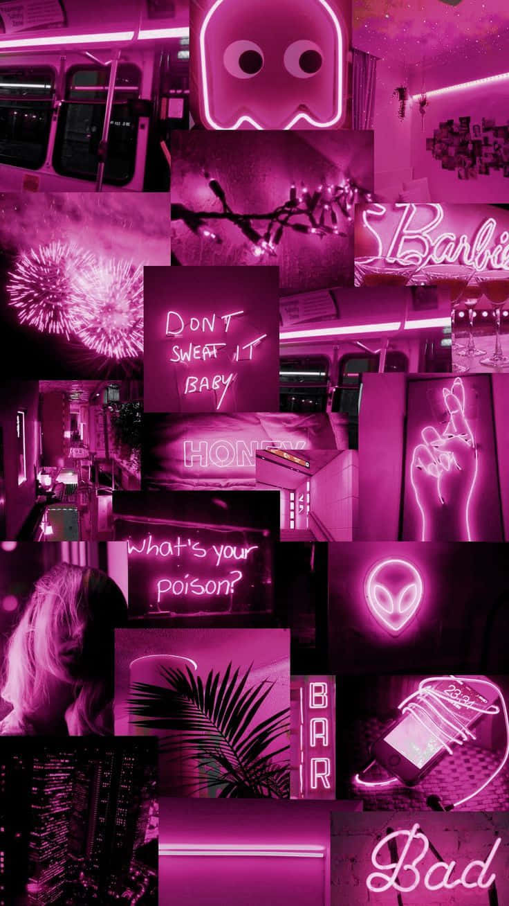 pink neon, ghost aliens, bar signs, HD Phone Wallpaper