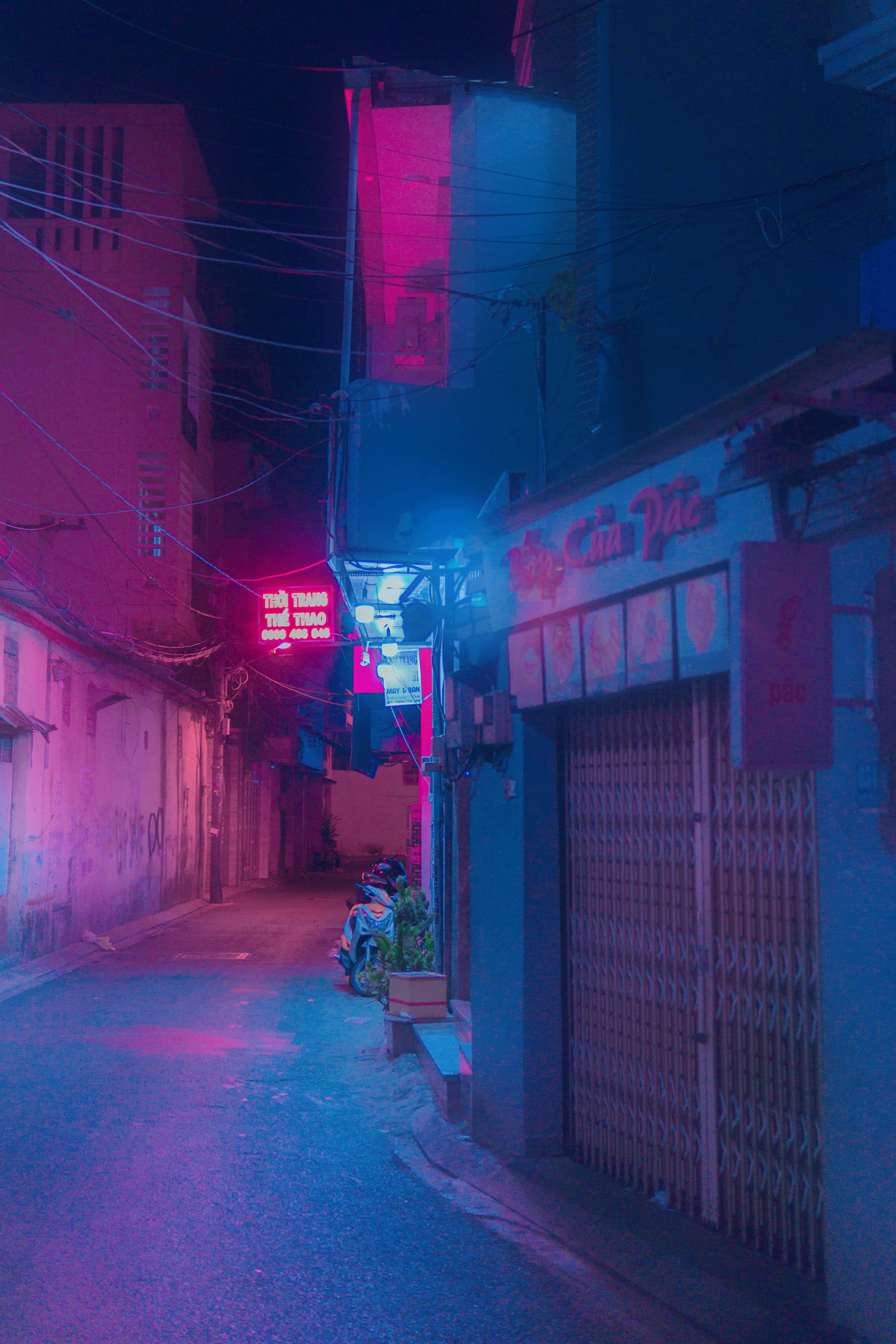 neon aesthetic phone, pink, blue, 5K Phone Wallpaper
