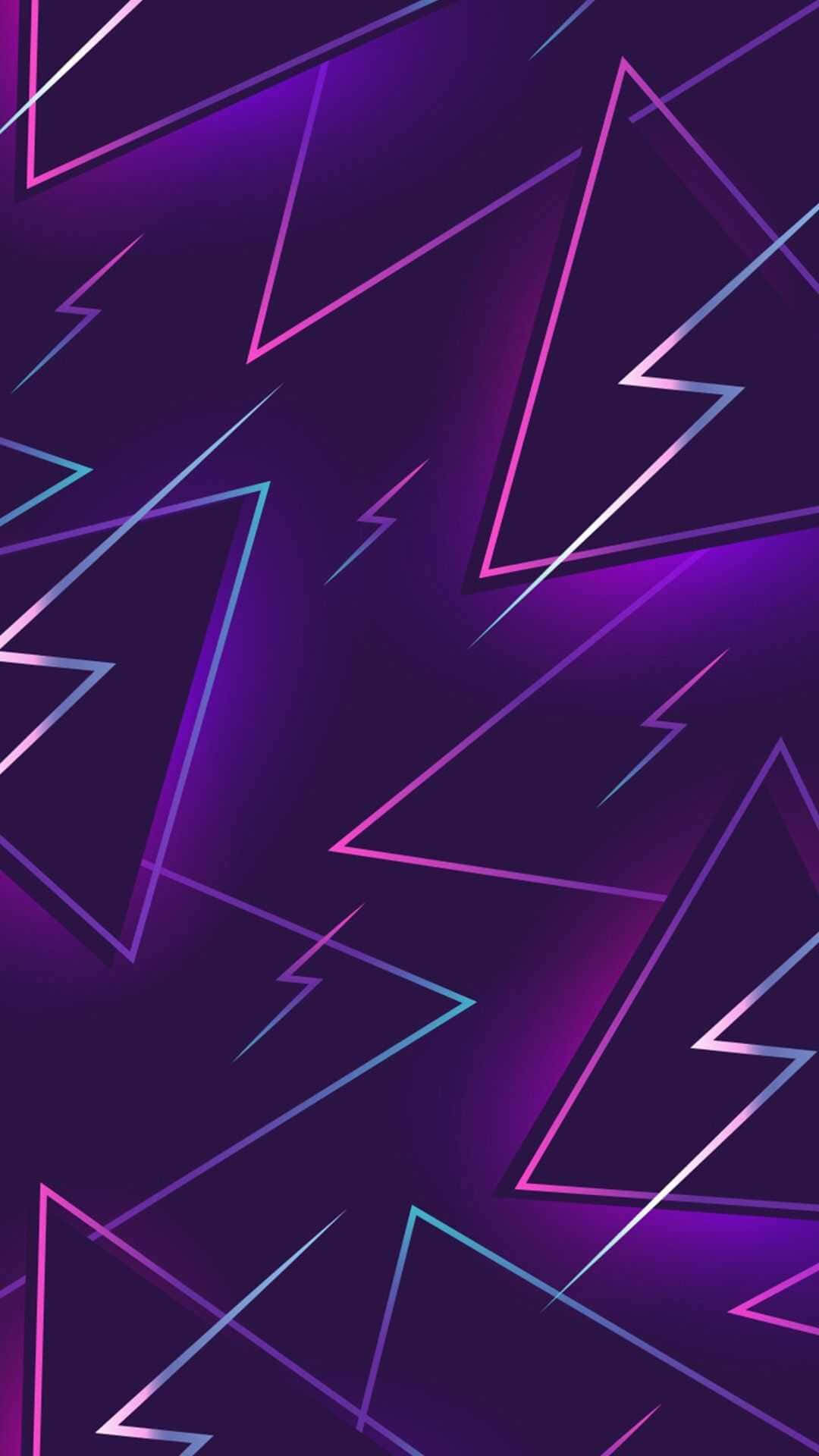 neon purple, pink lightning bolts, dark gradient background, Full HD Phone Wallpaper