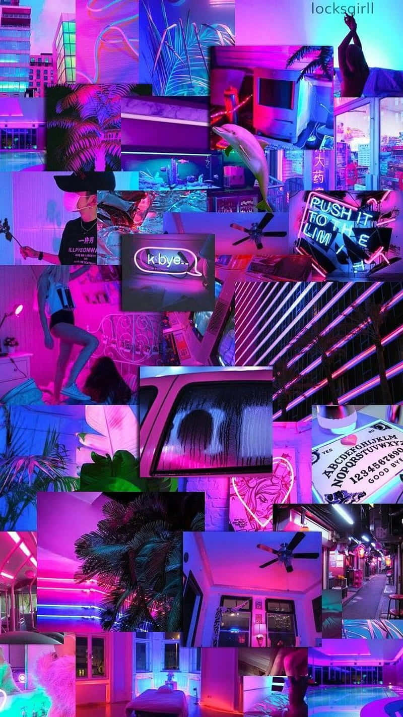 neon aesthetic phone, neon pink, blue, HD Phone Wallpaper