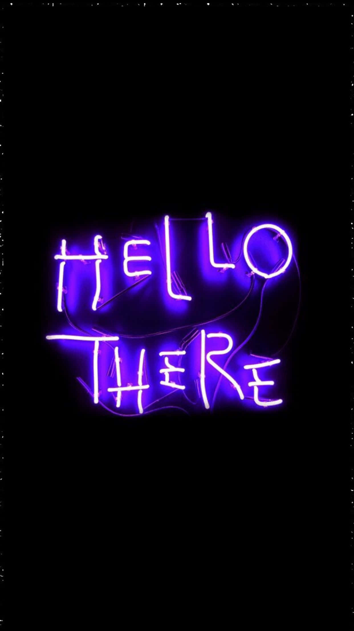 vibrant purple neon sign, hello there, pitch black background, Full HD Phone Wallpaper