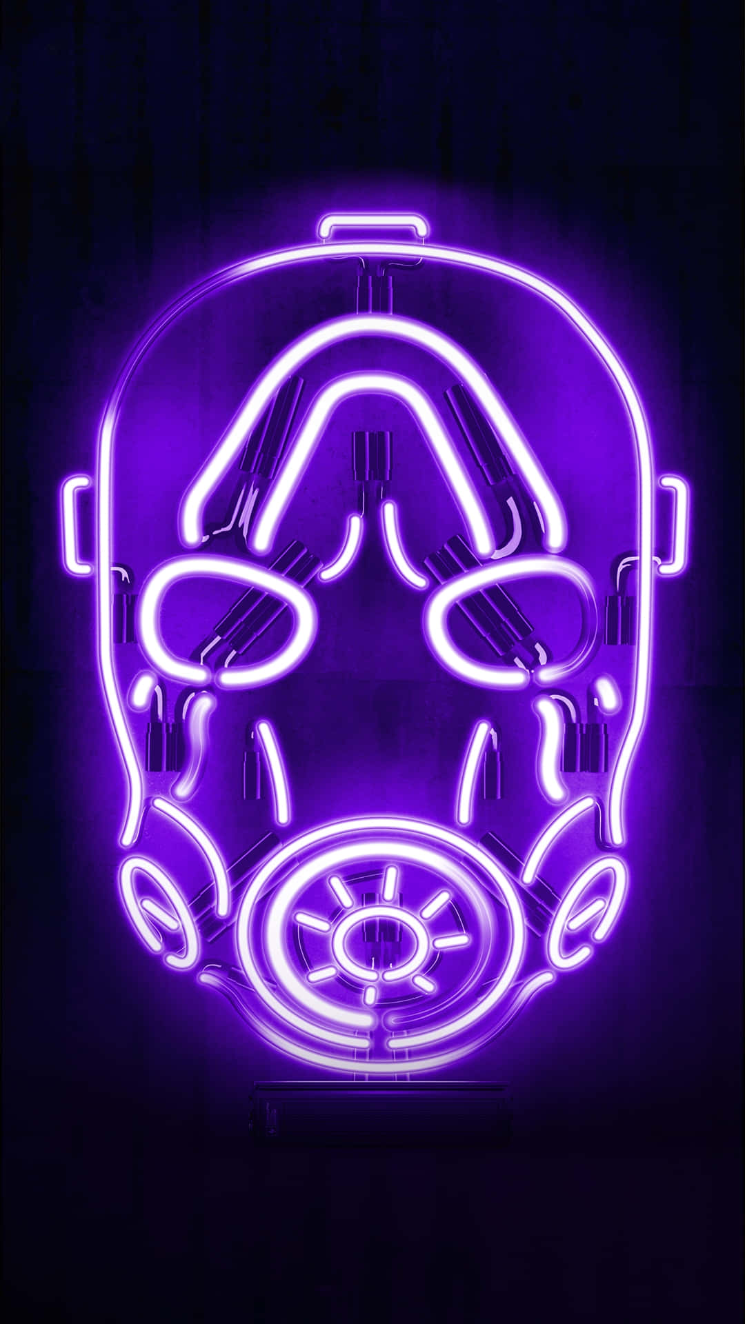 purple neon, gas mask, glowing purple neon sign, Full HD Phone Wallpaper