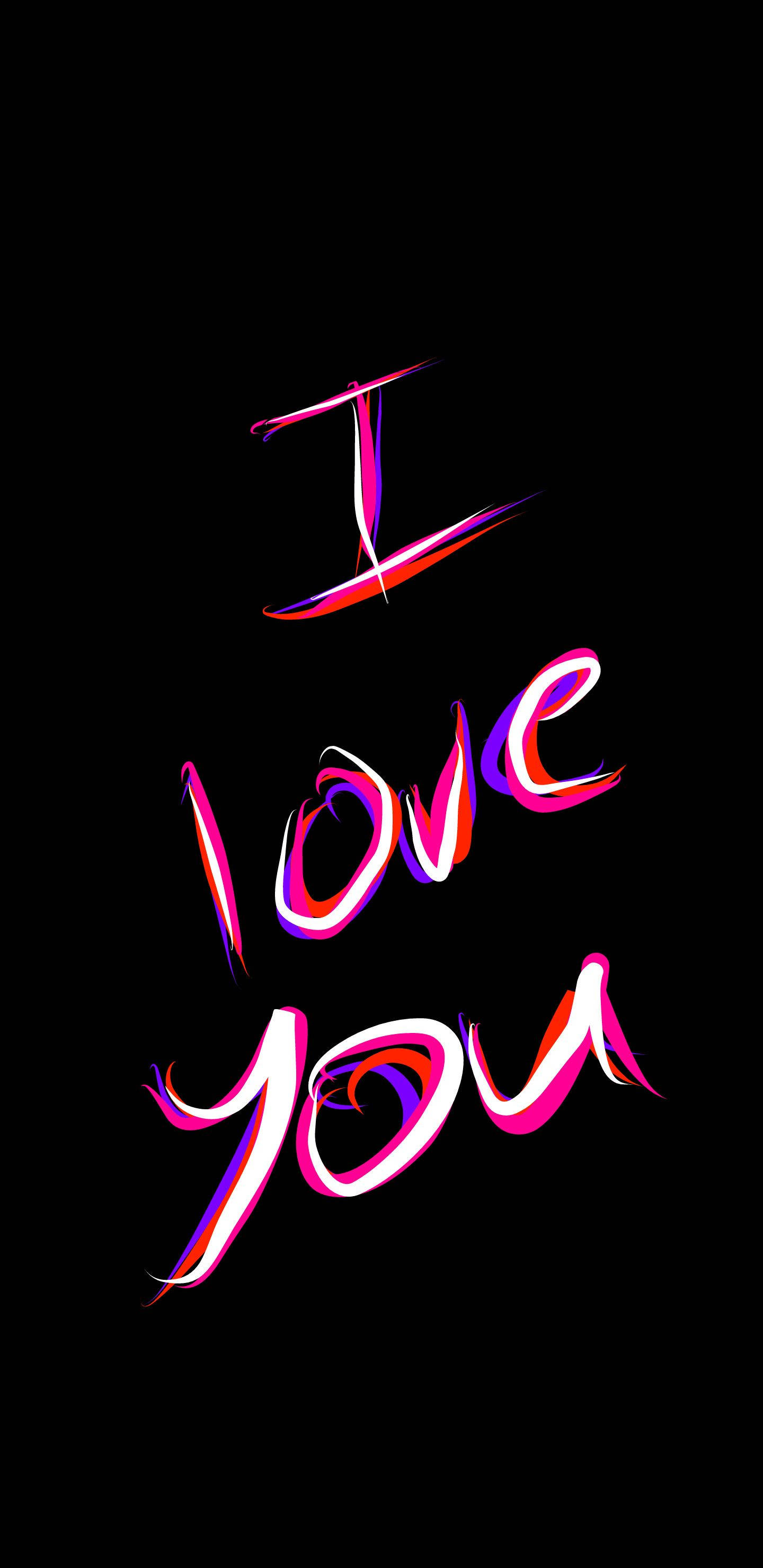 I love you, neon-pink, purple, 2K Phone Wallpaper