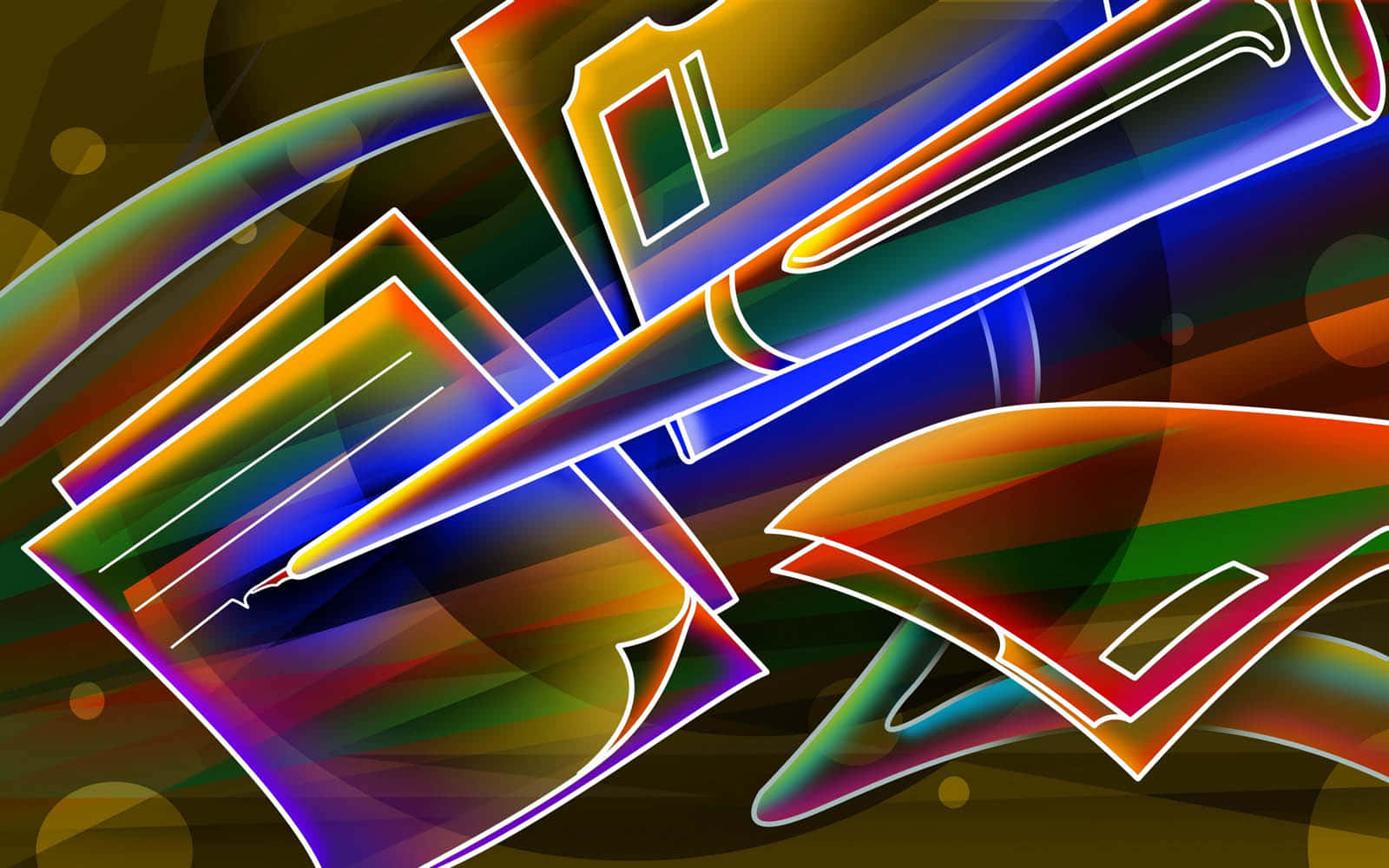 abstract neon books art, neon rainbow gradients, glowing outlines, HD Desktop Wallpaper