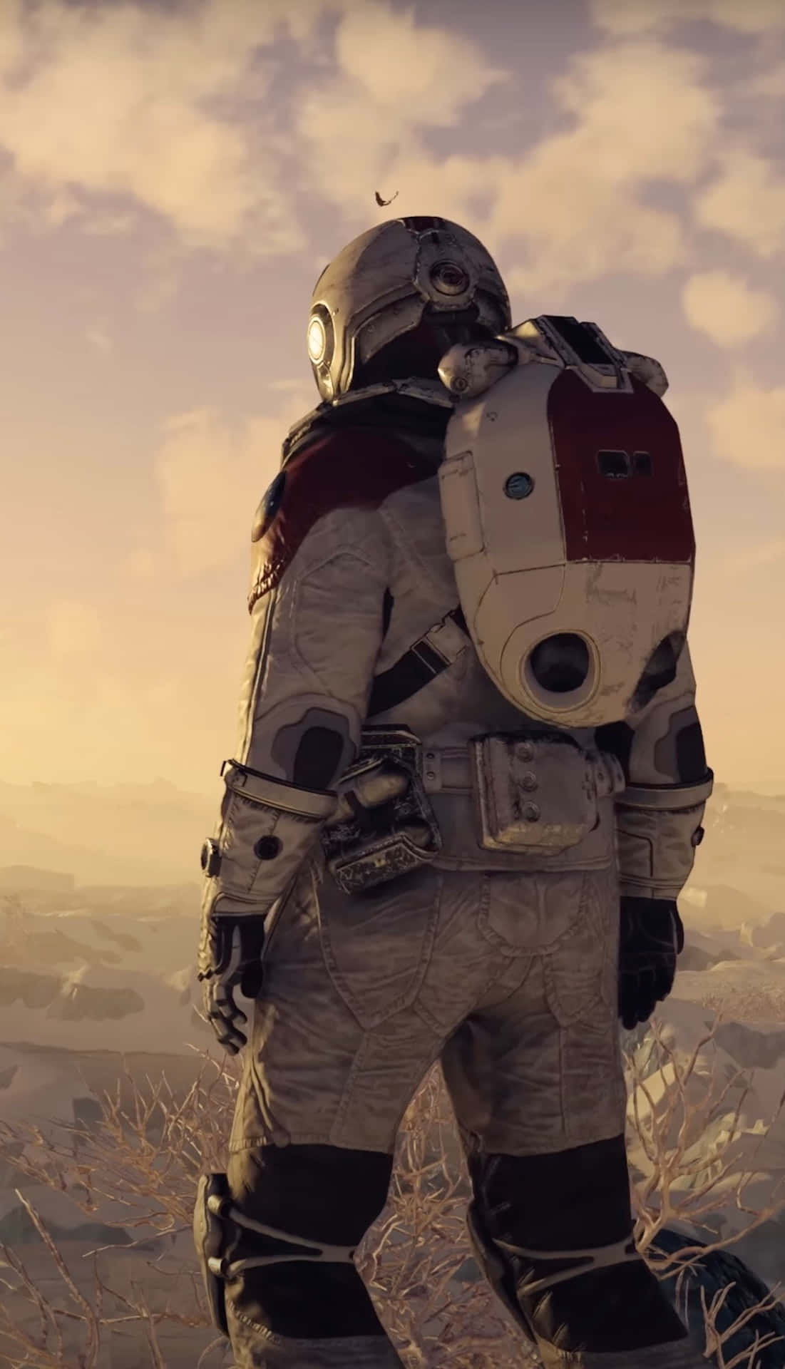 astronaut, weathered spacesuit, barren alien planet, Full HD Phone Wallpaper