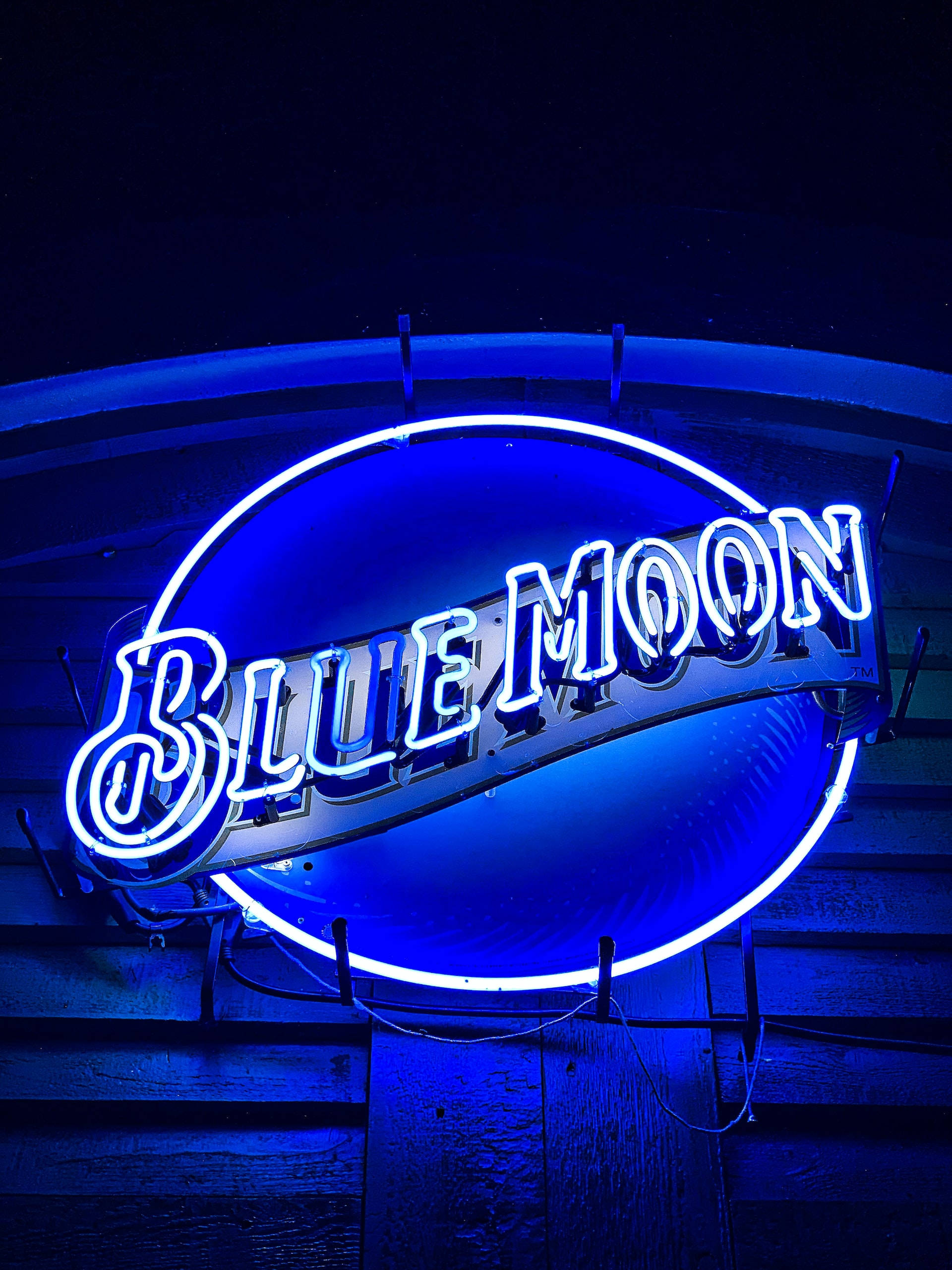 Blue Moon, neon blue, glowing blue neon sign, 2K Phone Wallpaper