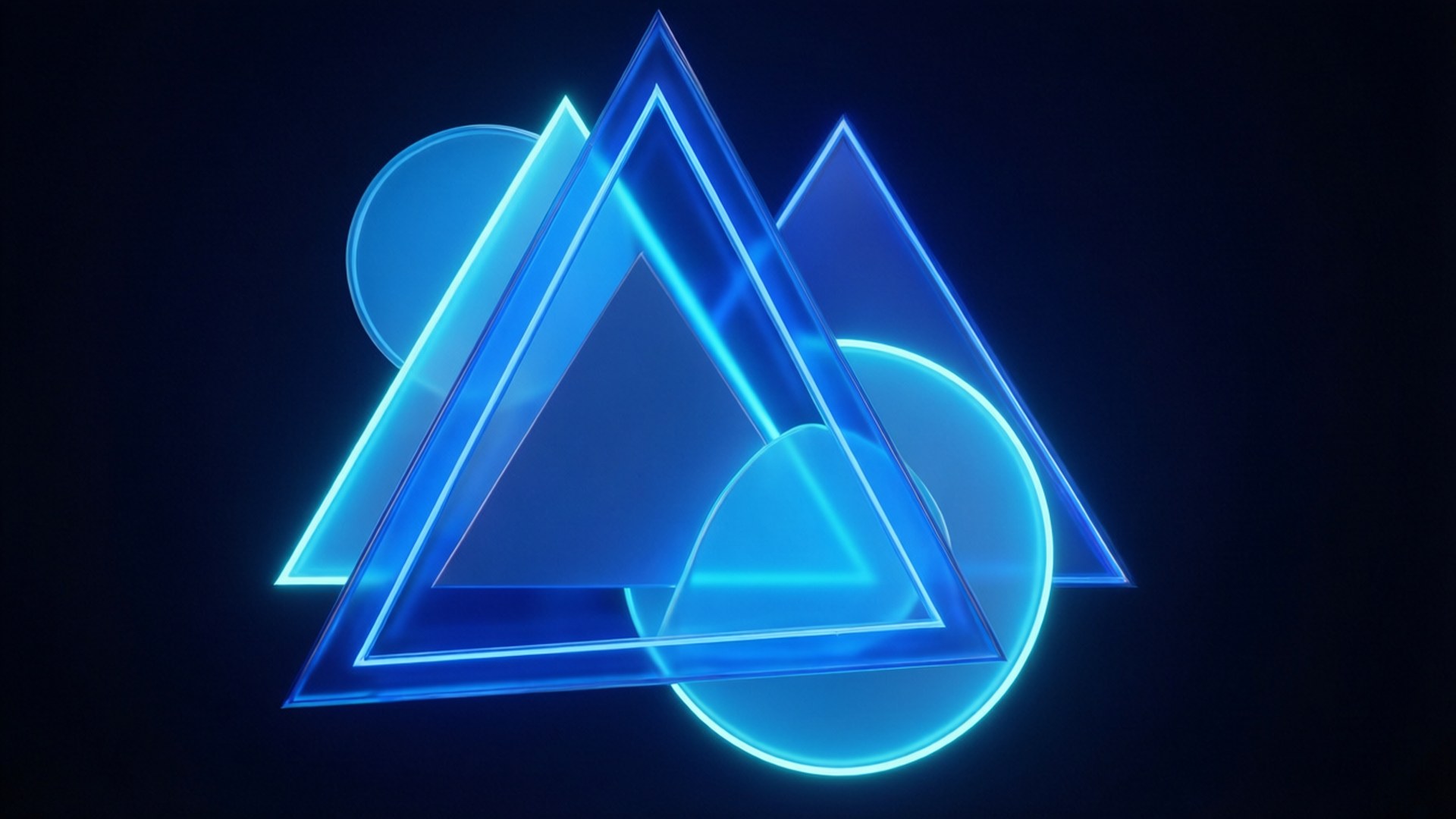 Neon Blue, glowing blue neon, triangles, Full HD Desktop Wallpaper