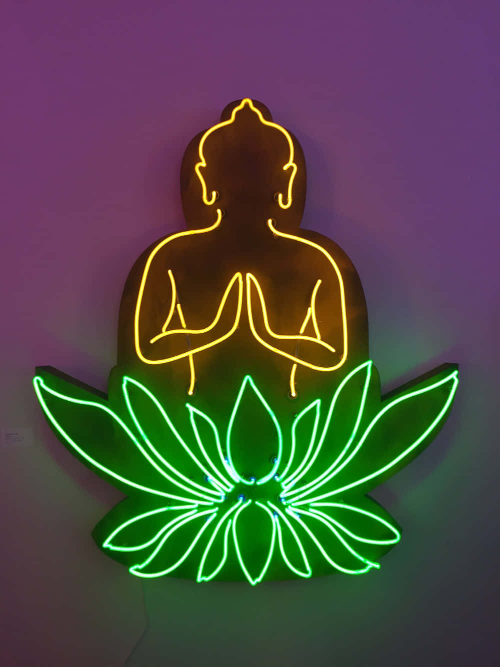 Neon Buddha, lotus flower, yellow, HD Phone Wallpaper