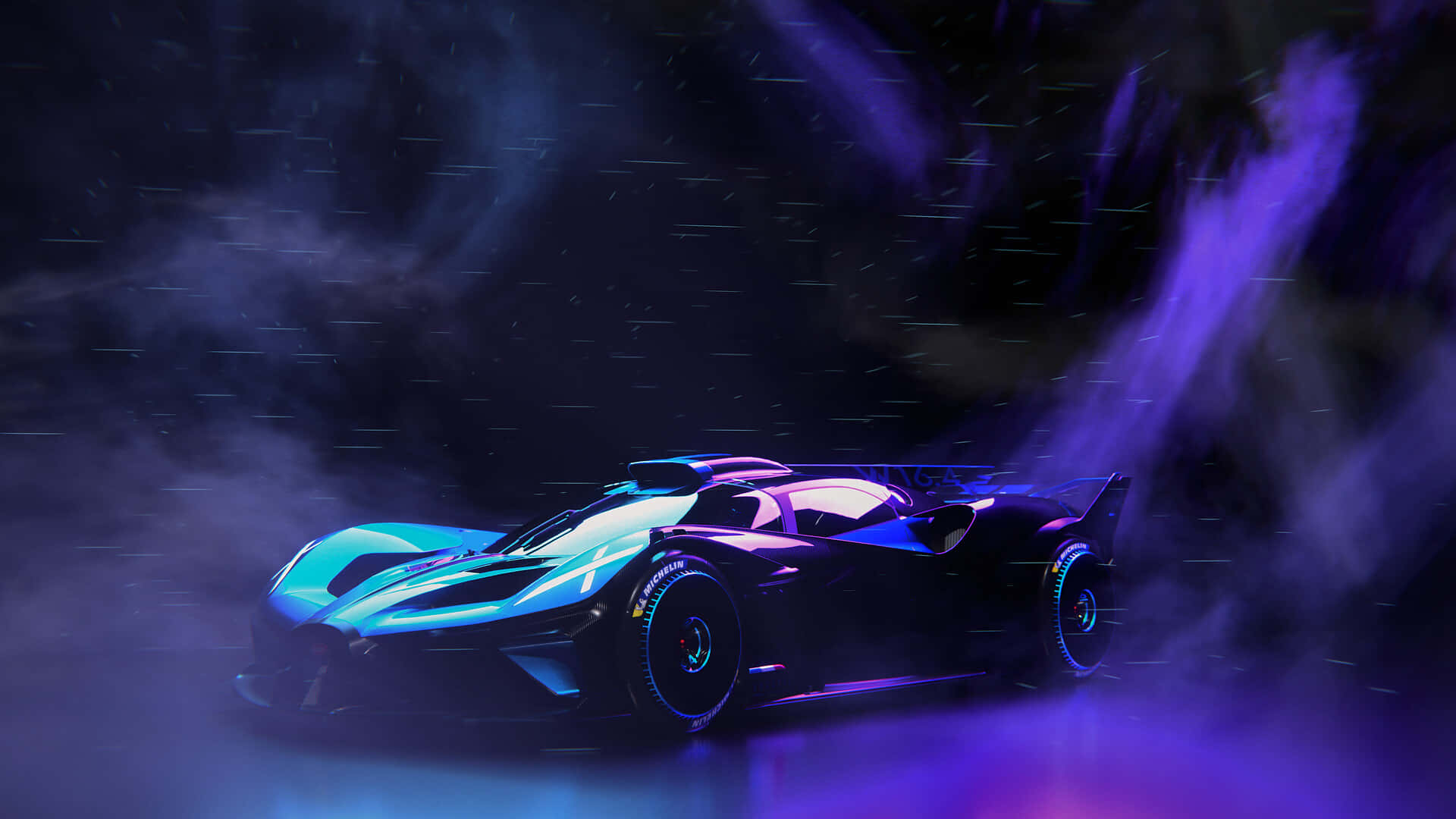 Neon Bugatti, neon blue, purple, Full HD Desktop Wallpaper