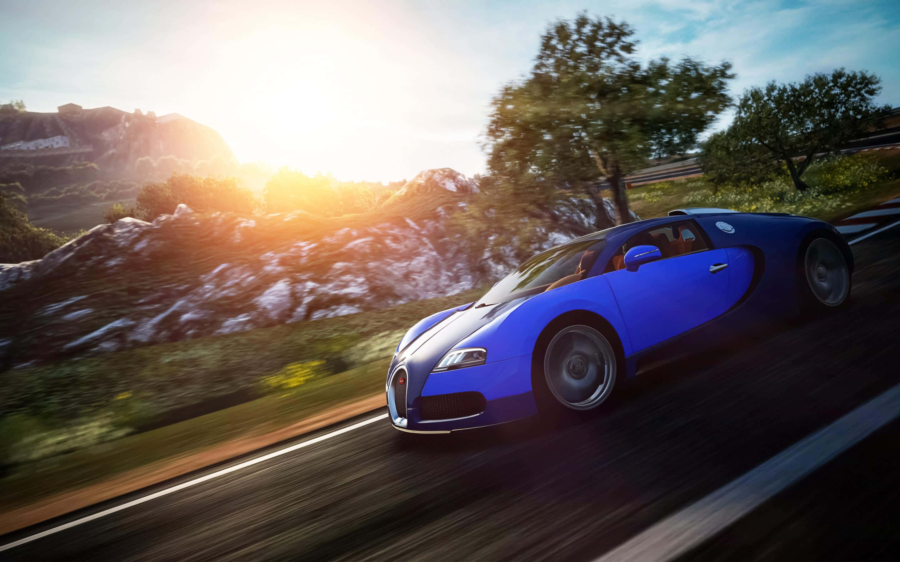 Neon Bugatti, Bugatti, vibrant blue, 2K Desktop Wallpaper