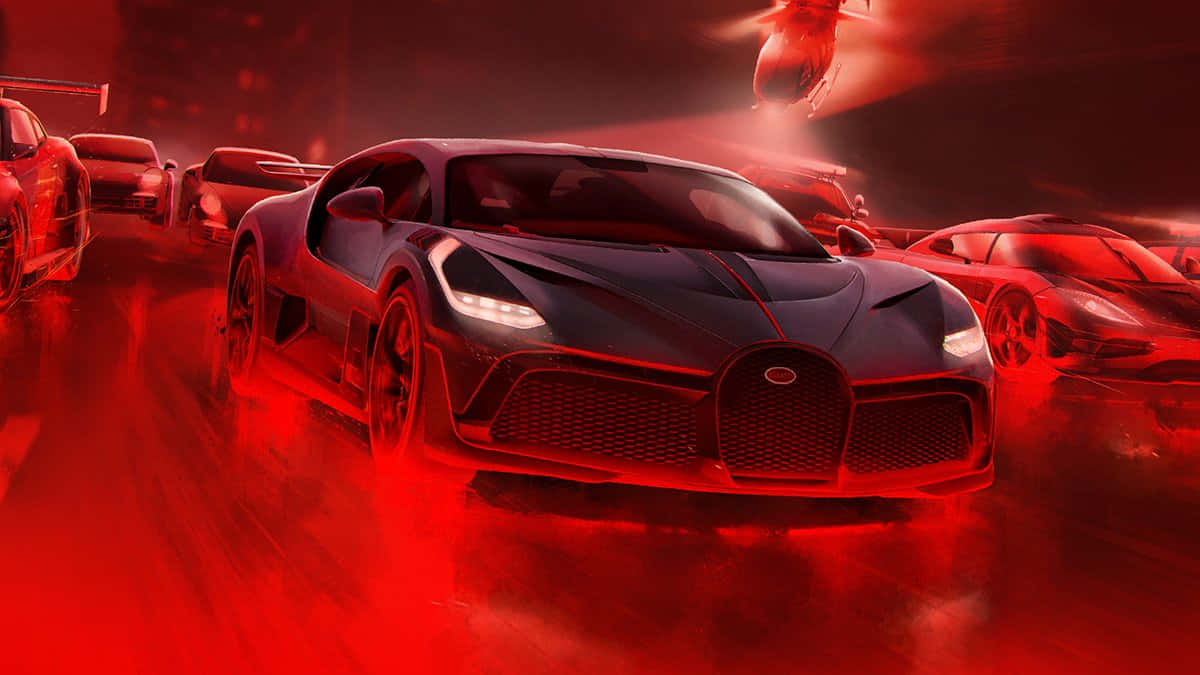 Bugatti, neon-lit, red neon light, SD Desktop Wallpaper