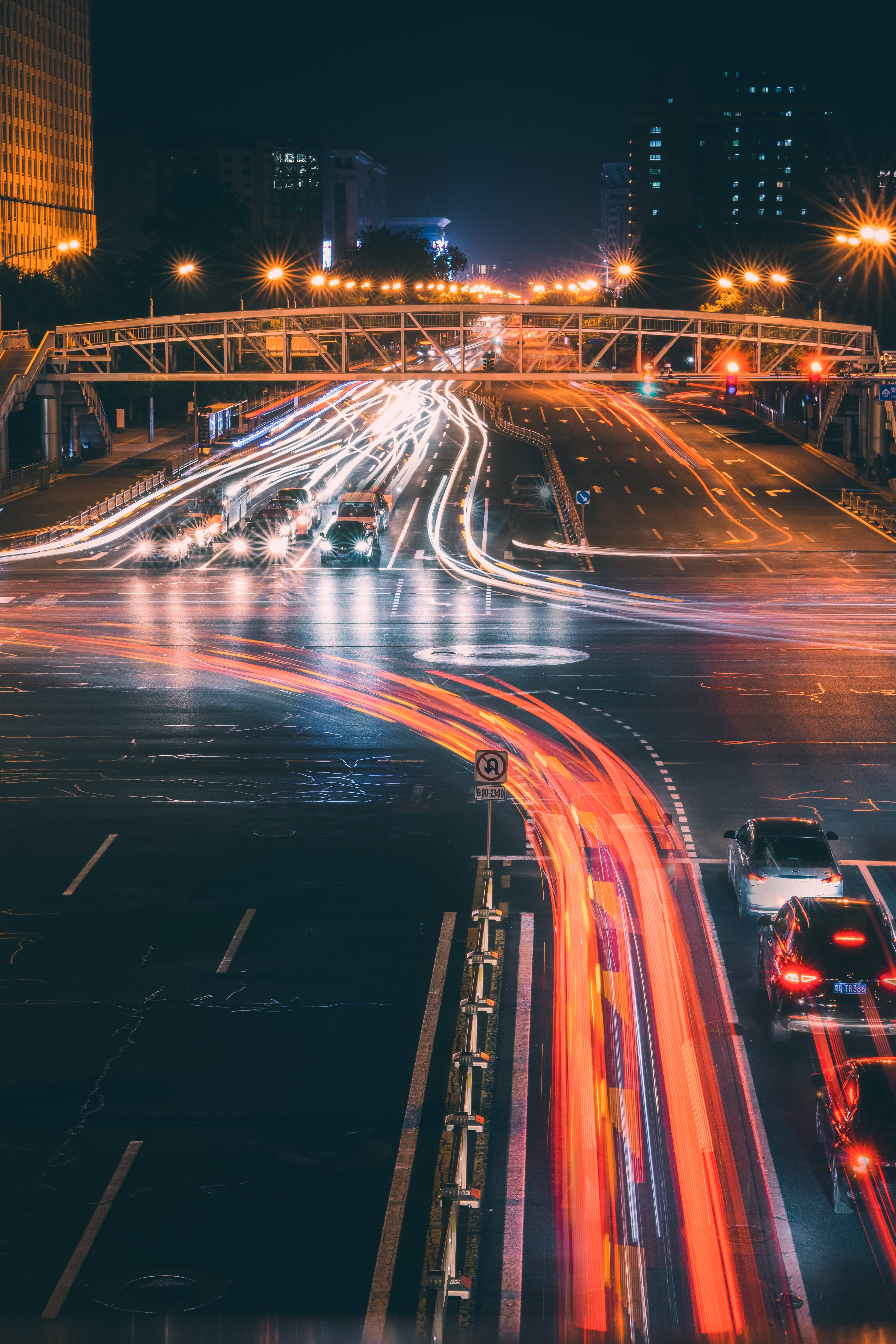Neon Car, wet city highway, night, 5K Phone Wallpaper