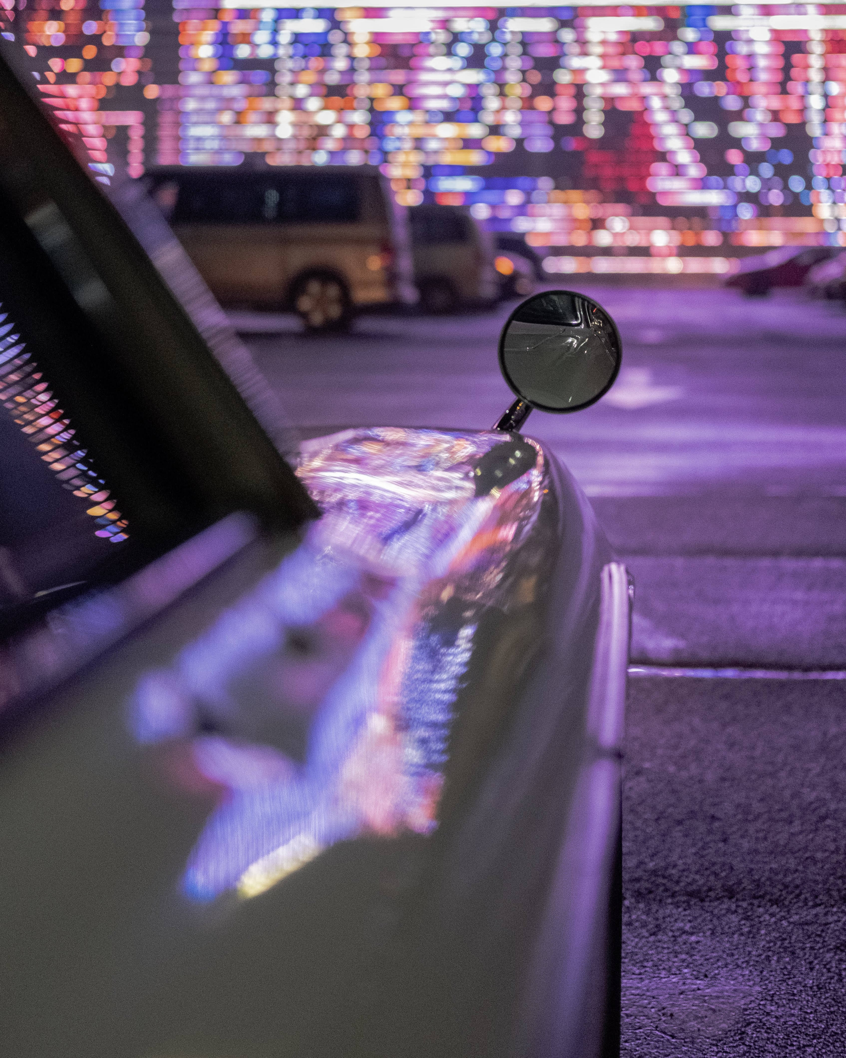 Neon Car, side mirror, hood, 4K Phone Wallpaper