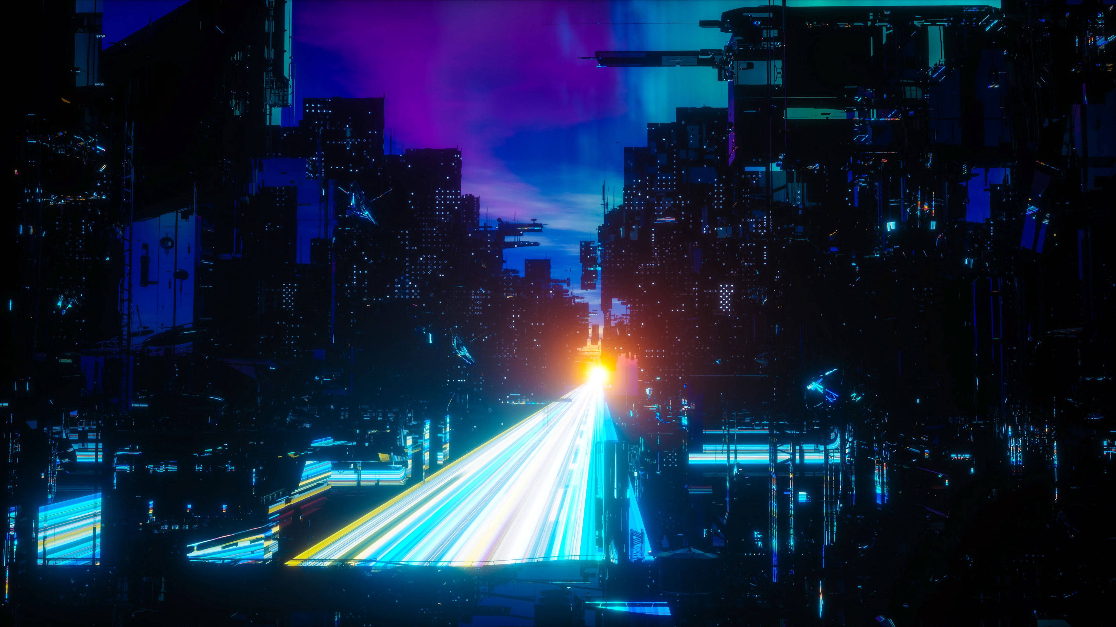Neon City, cyberpunk cityscape, night, 4K Desktop Wallpaper