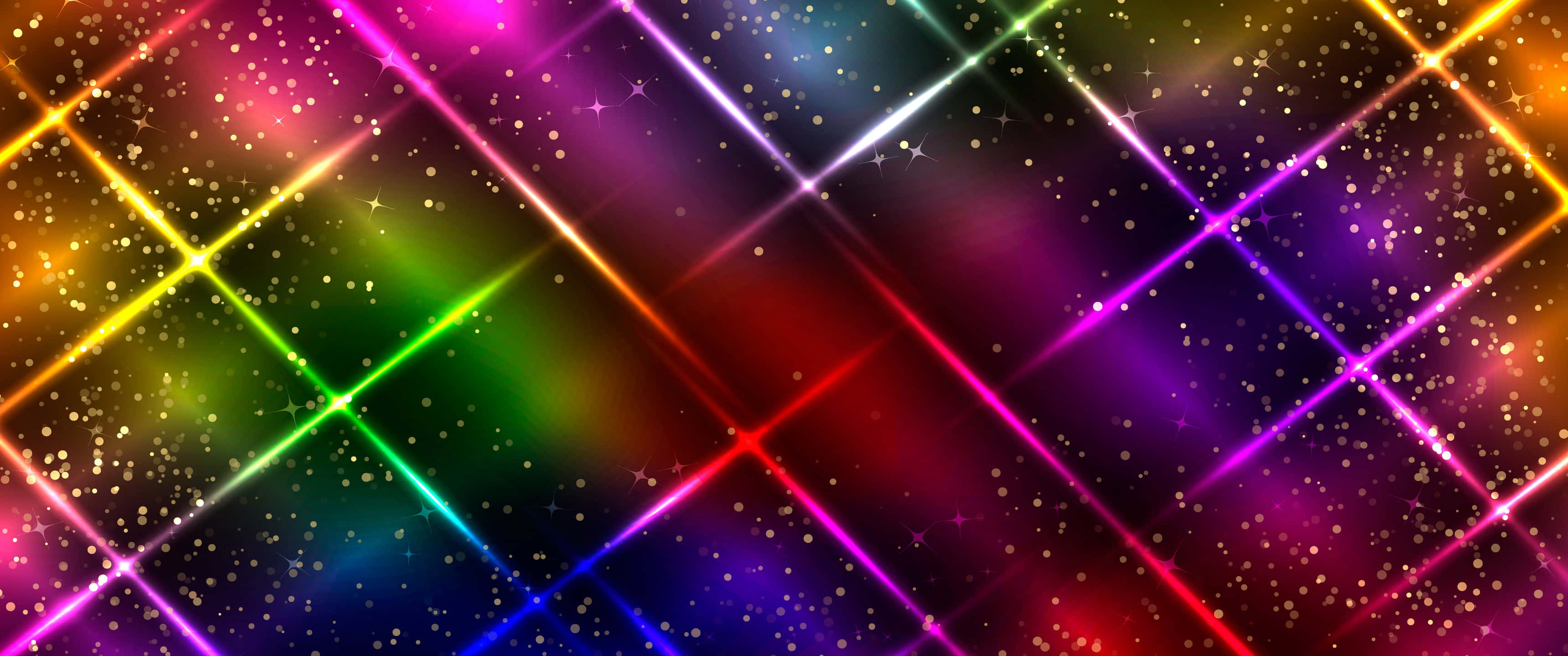 3440x1440, neon, cosmic background, 2K Desktop Wallpaper