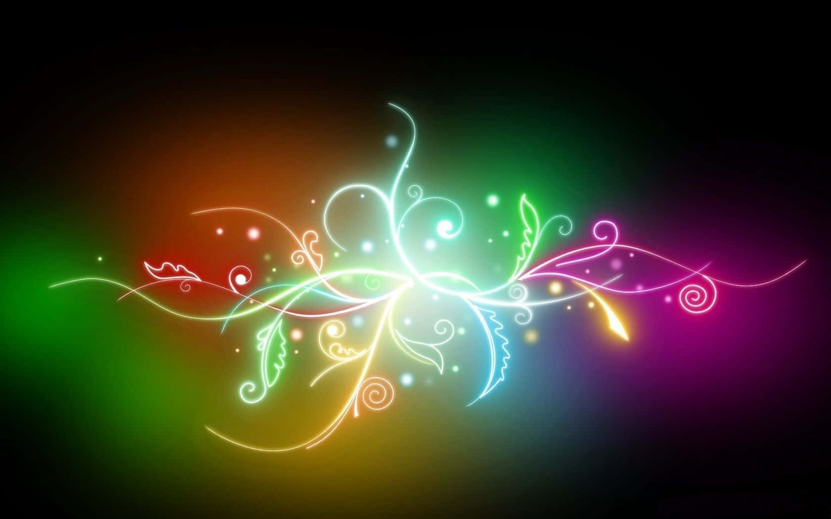 neon colors, vibrant neon swirls, glowing particles, HD Desktop Wallpaper