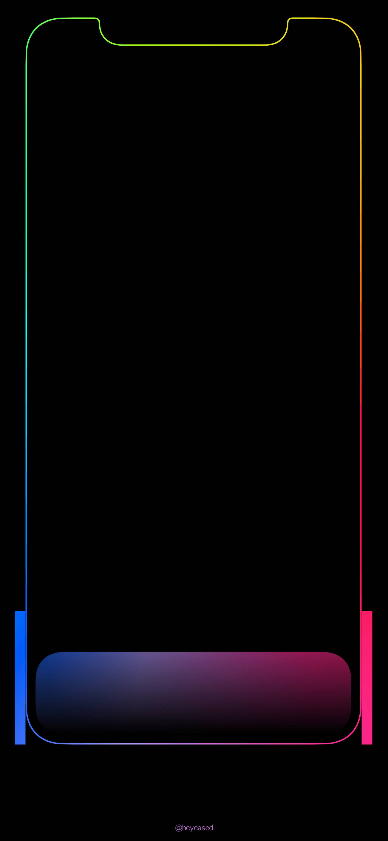 iPhone, black screen, vibrant neon rainbow outlines, 2K Phone Wallpaper