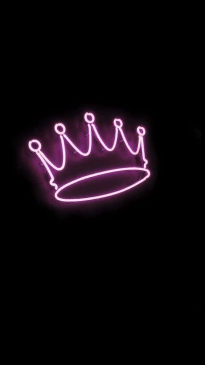 pink neon crown, glowing, neon crown outline, SD Phone Wallpaper