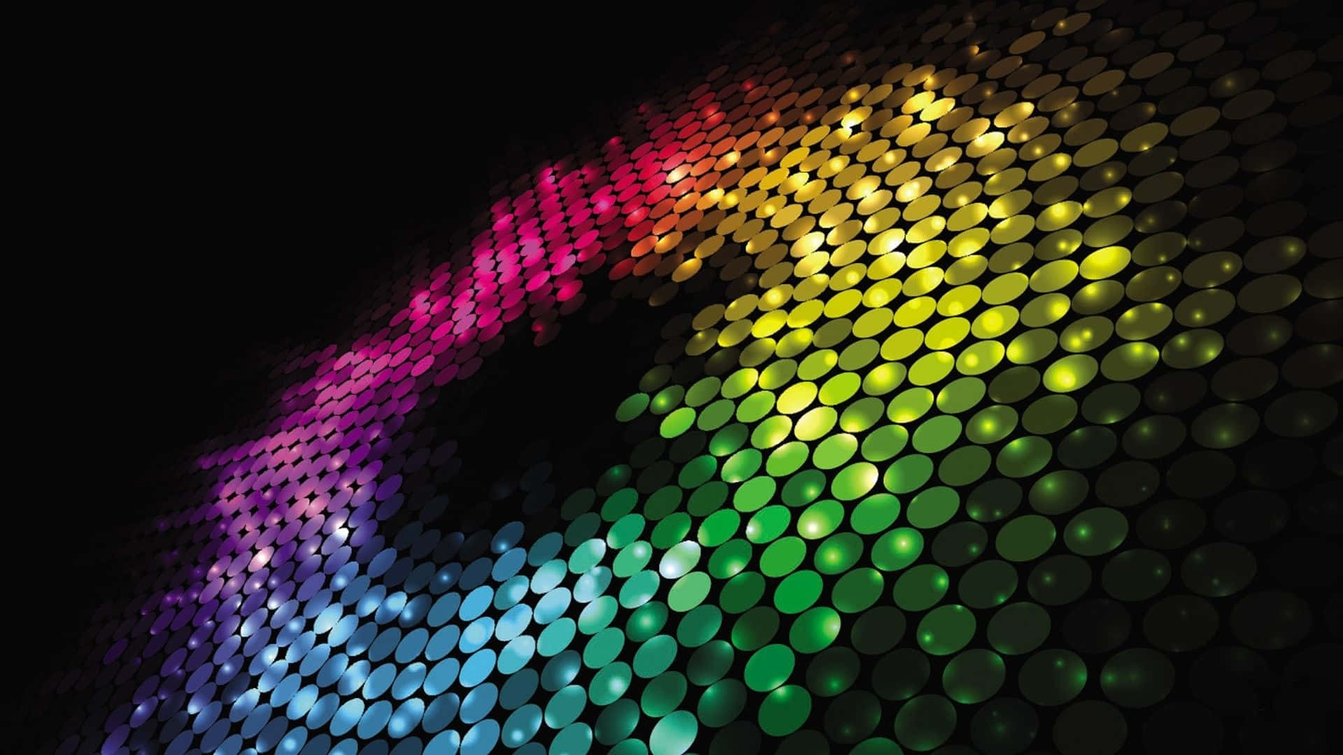 neon colors, rainbow gradient, glowing circular dots, Full HD Desktop Wallpaper