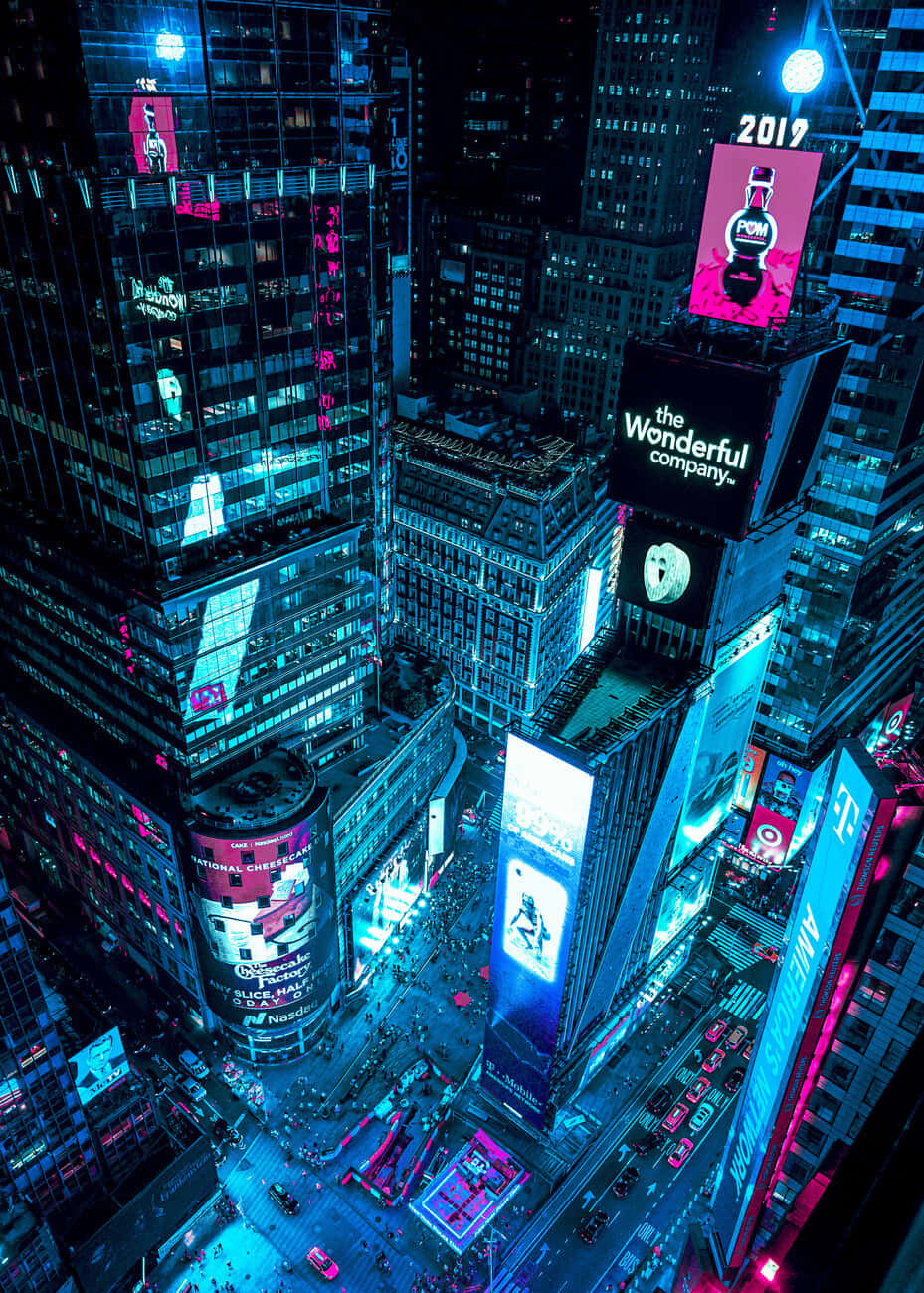 Neon Cyberpunk, cityscape, aerial view, HD Phone Wallpaper