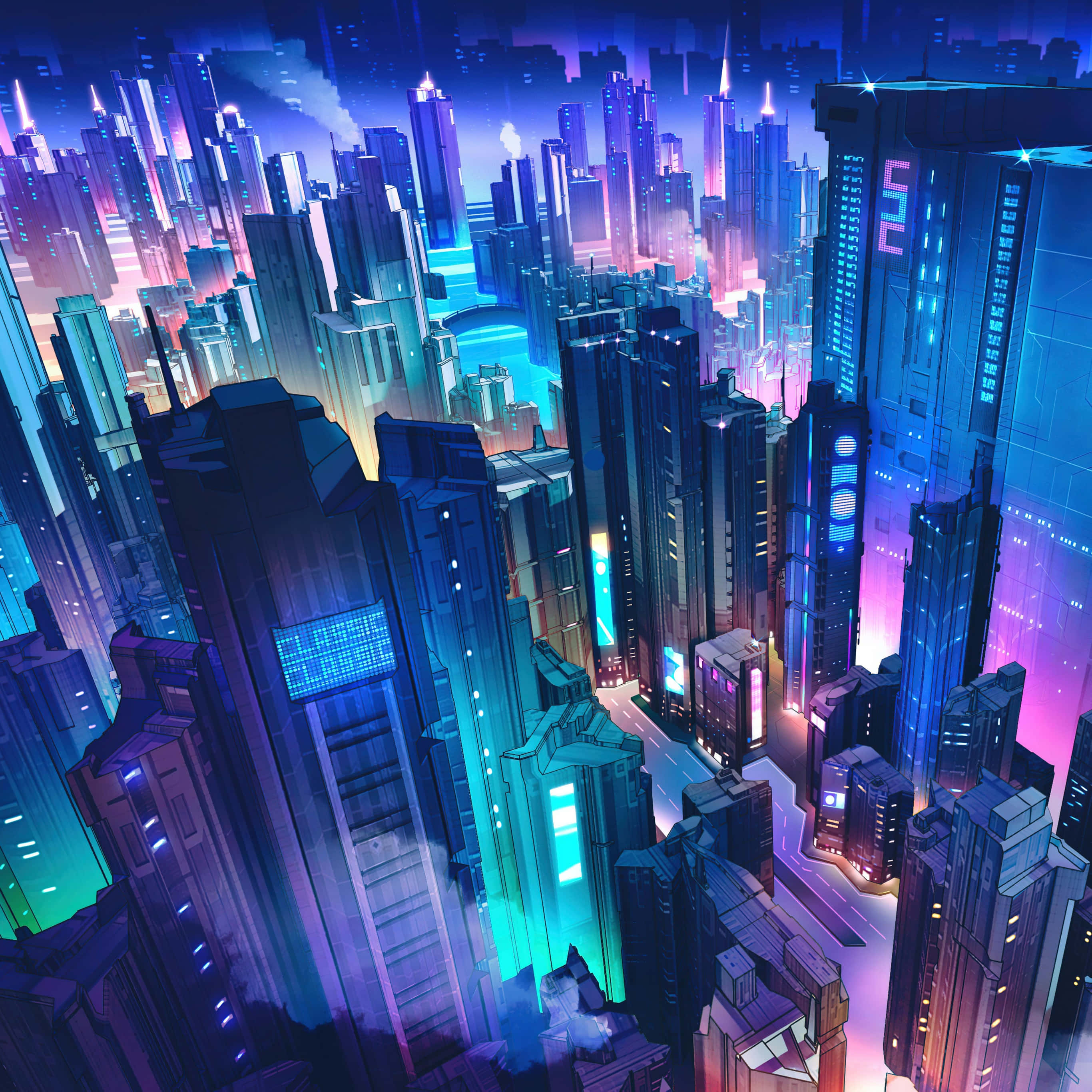 Neon Cyberpunk, cyberpunk metropolis, towering skyscrapers, 2K Desktop Wallpaper