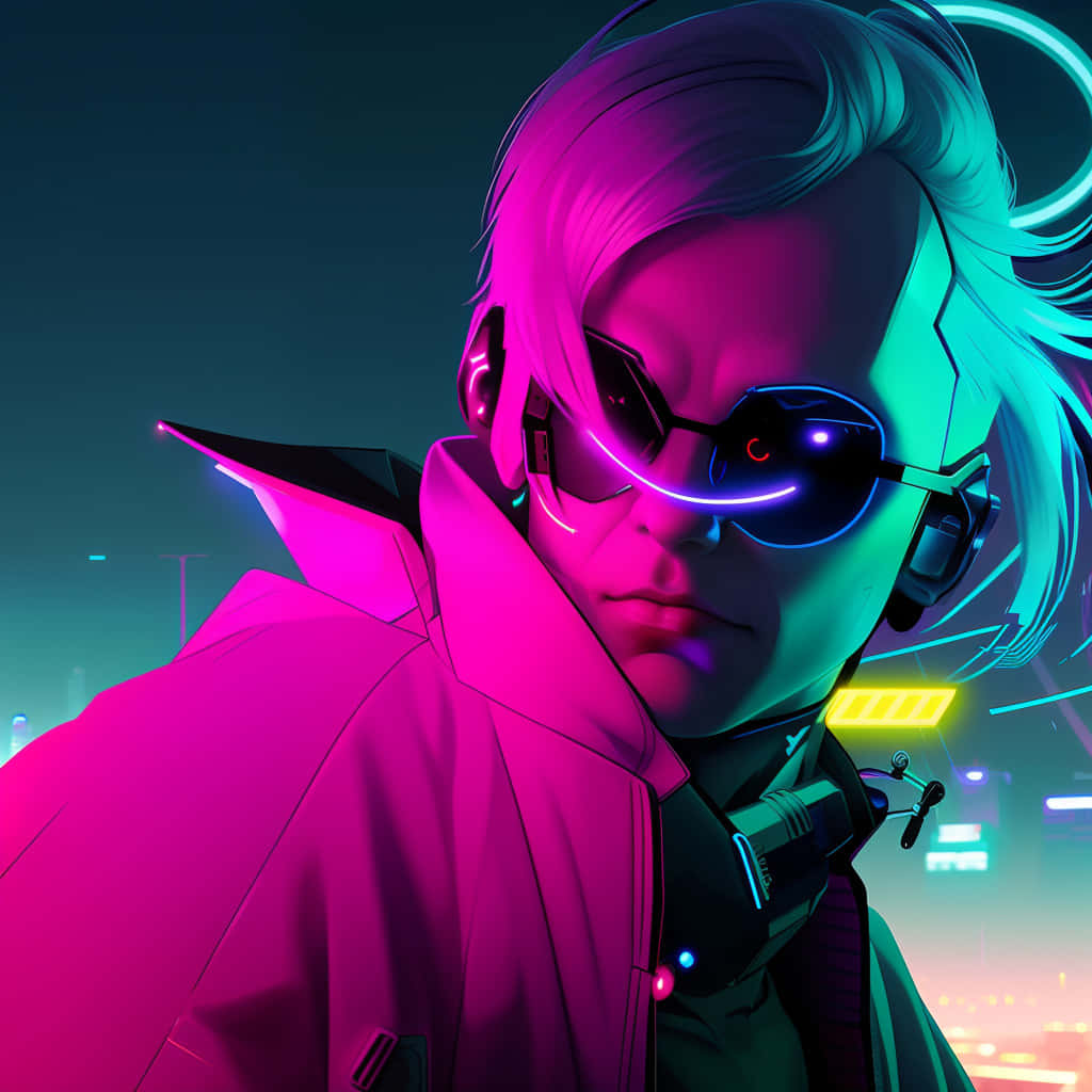 Cyberpunk, neon sunglasses, pink jacket, SD Desktop Wallpaper