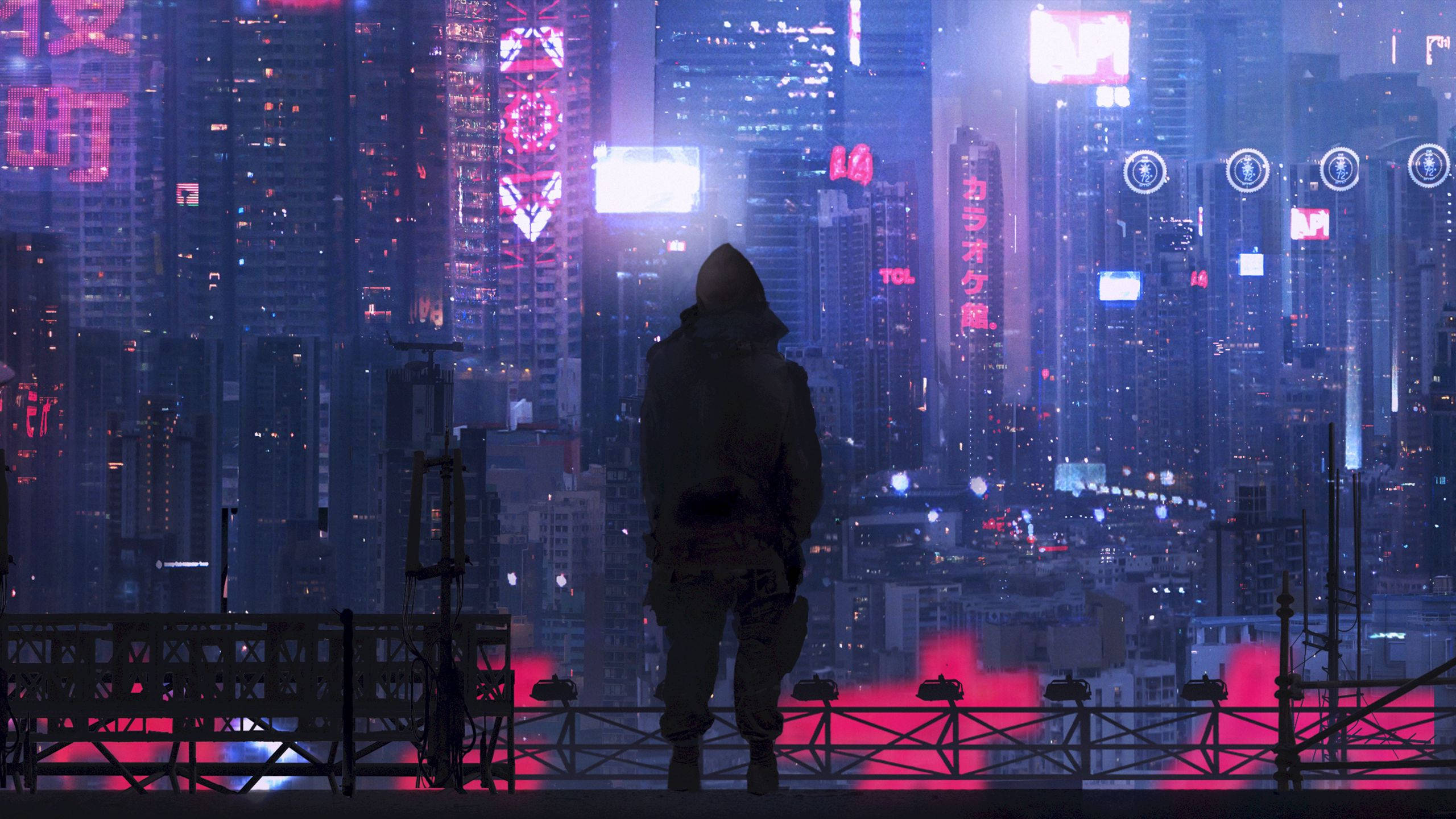 cyberpunk, 2560x1440, neon-drenched, 2K Desktop Wallpaper