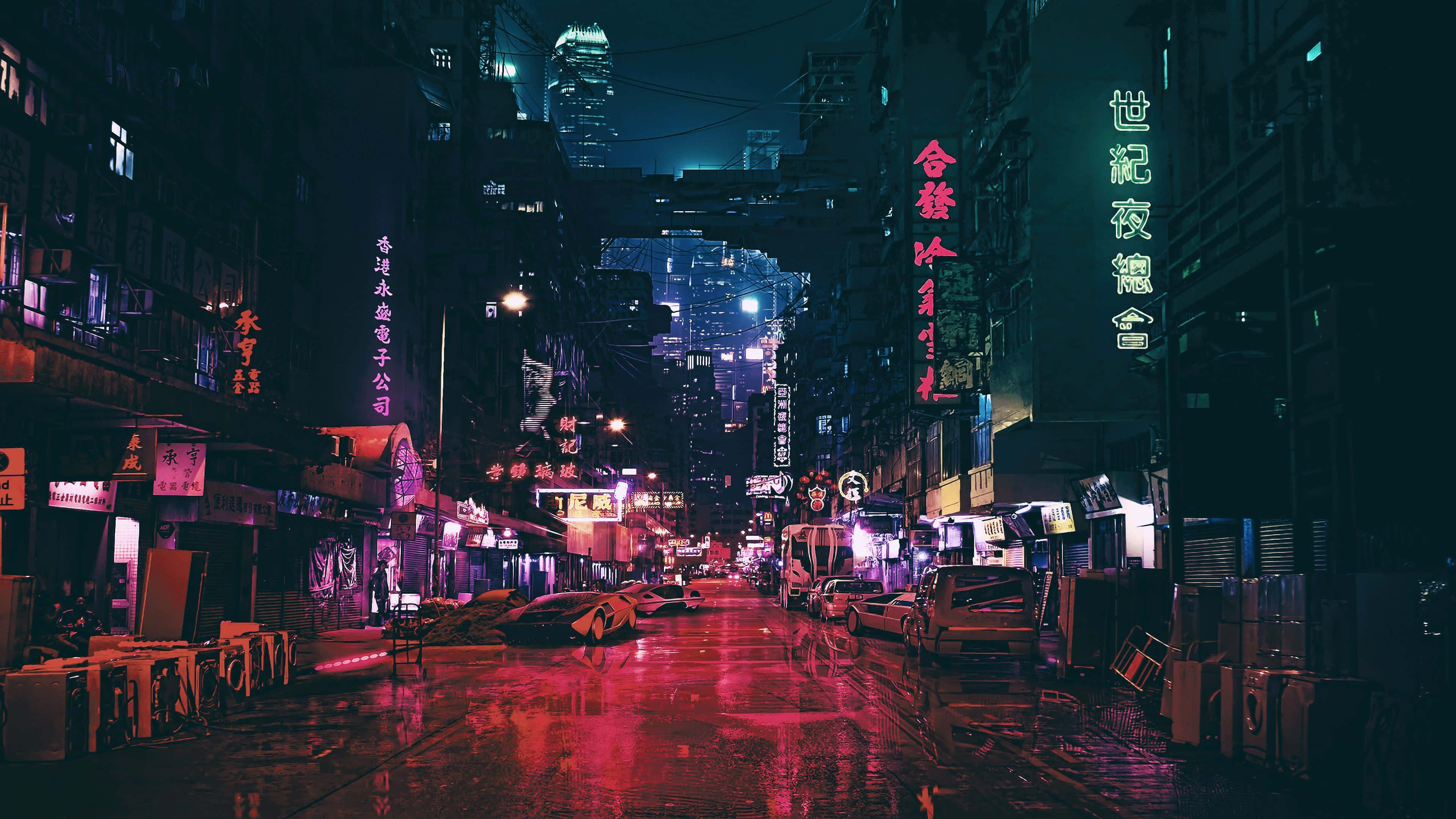 Neon Cyberpunk, nightscapes, neon-drenched, 4K Desktop Wallpaper