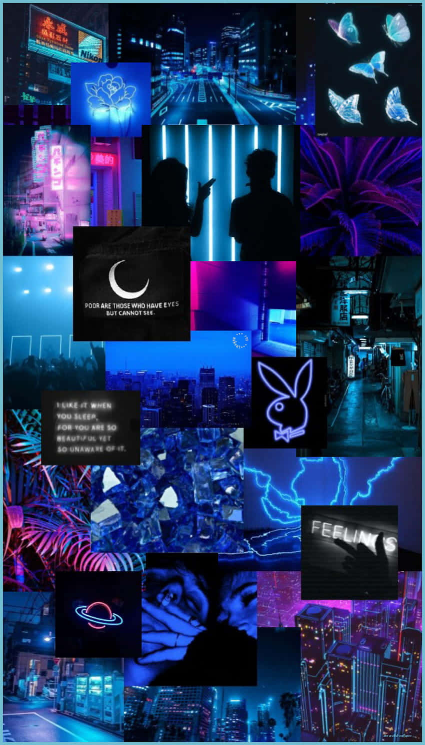neon-drenched cyberpunk collage, glowing cityscapes silhouettes, butterflies, HD Phone Wallpaper
