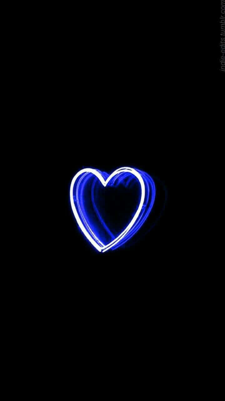 Neon Blue Heart Aesthetic, glowing blue heart, light trails, HD Phone Wallpaper