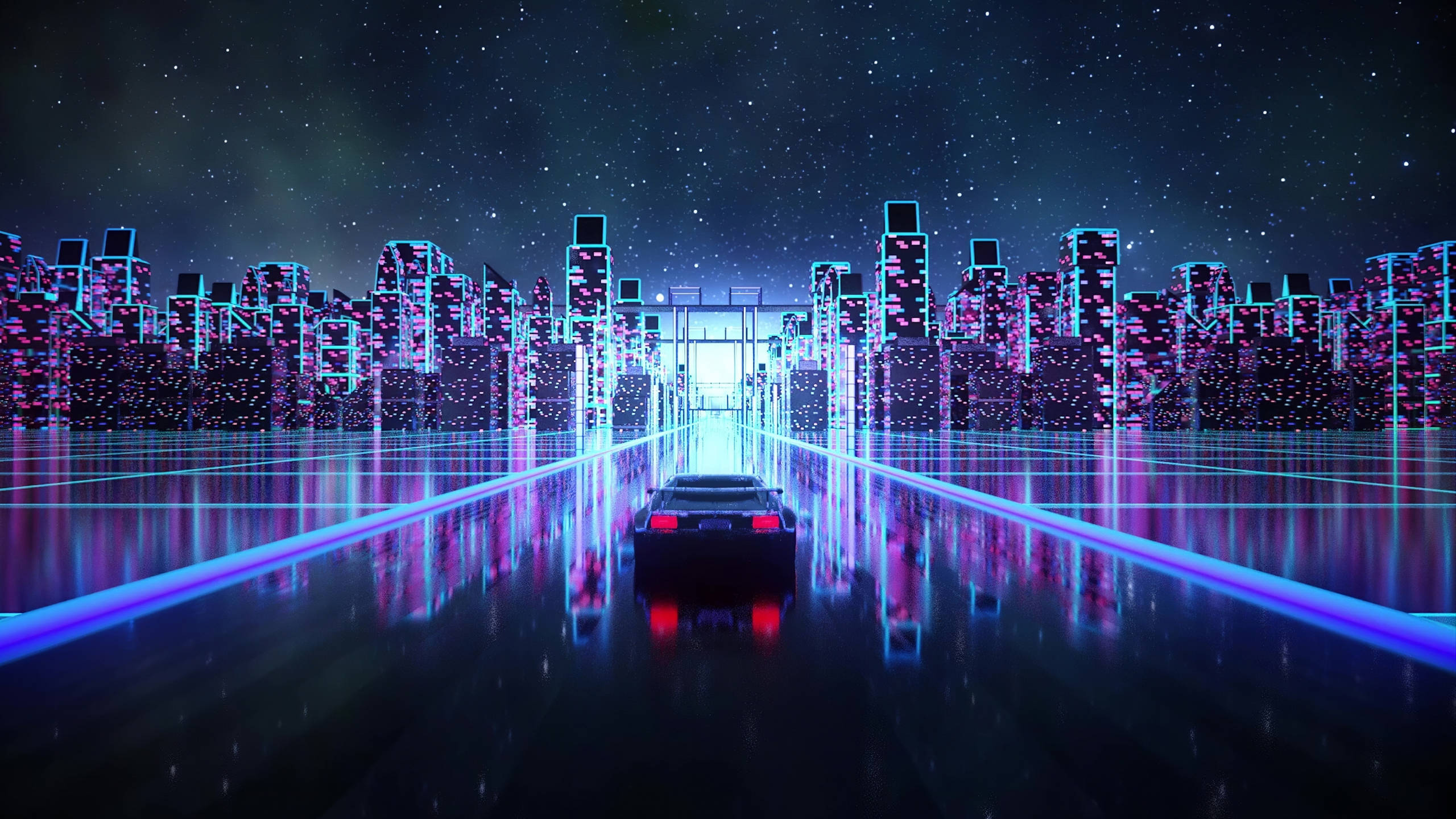 cyberpunk, 2560x1440, neon highway, 2K Desktop Wallpaper